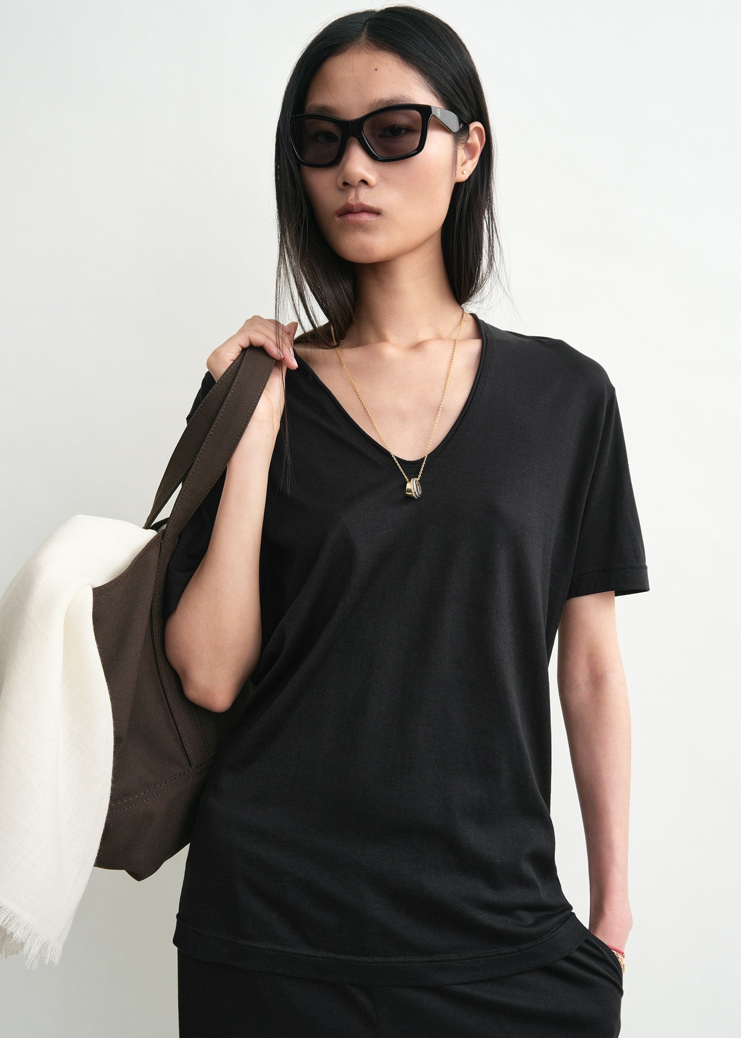Cotton silk tee black - 4
