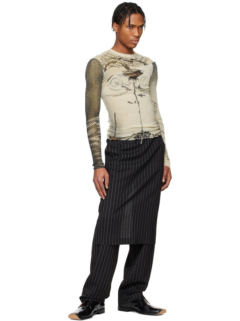 Jean Paul Gaultier Beige 'The Tattoo Rose and Bird' T-shirt outlook