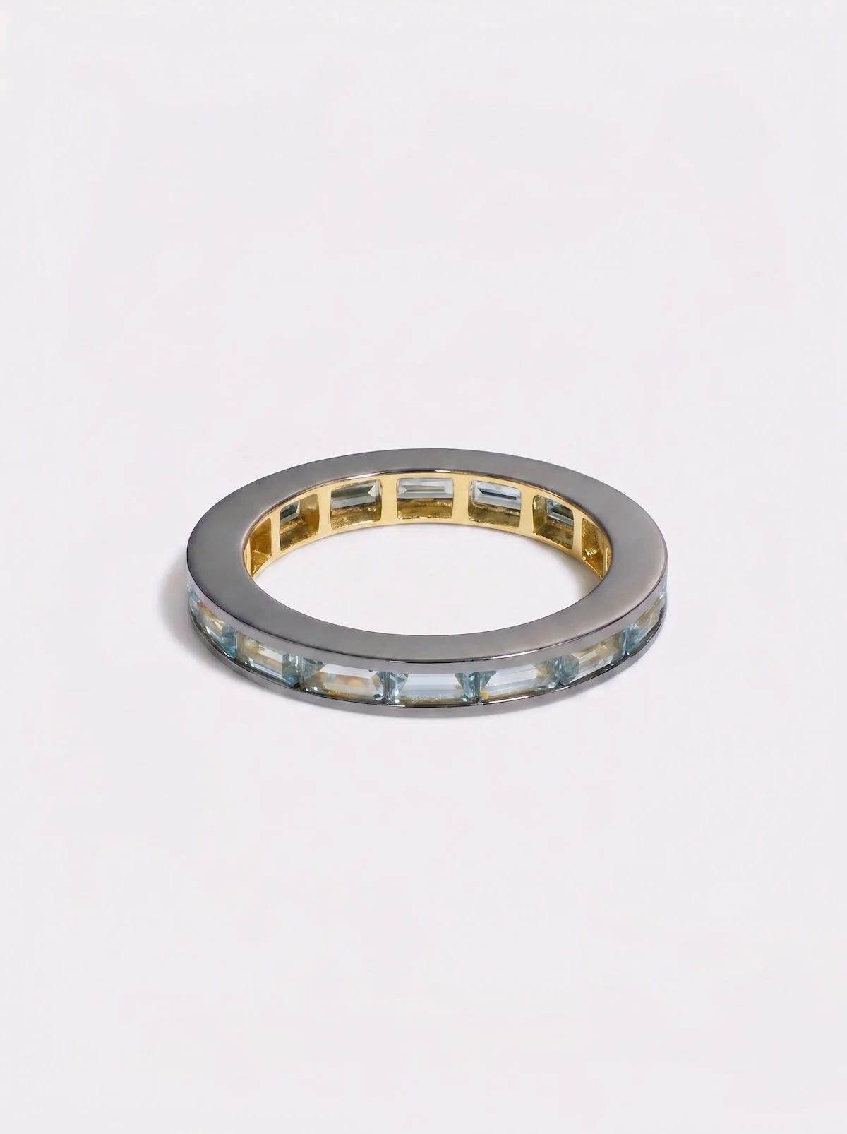 Prism Stacking Ring | Aquamarine with Black Rhodium - 1