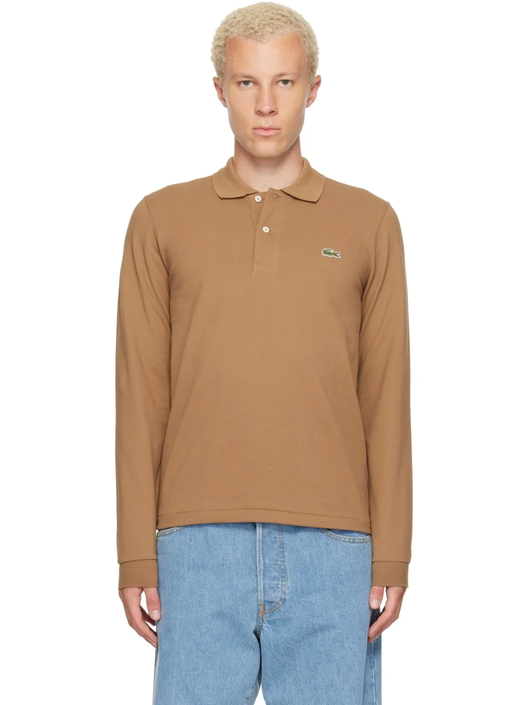 Tan Classic Fit Long Sleeve L.12.12 Polo - 1
