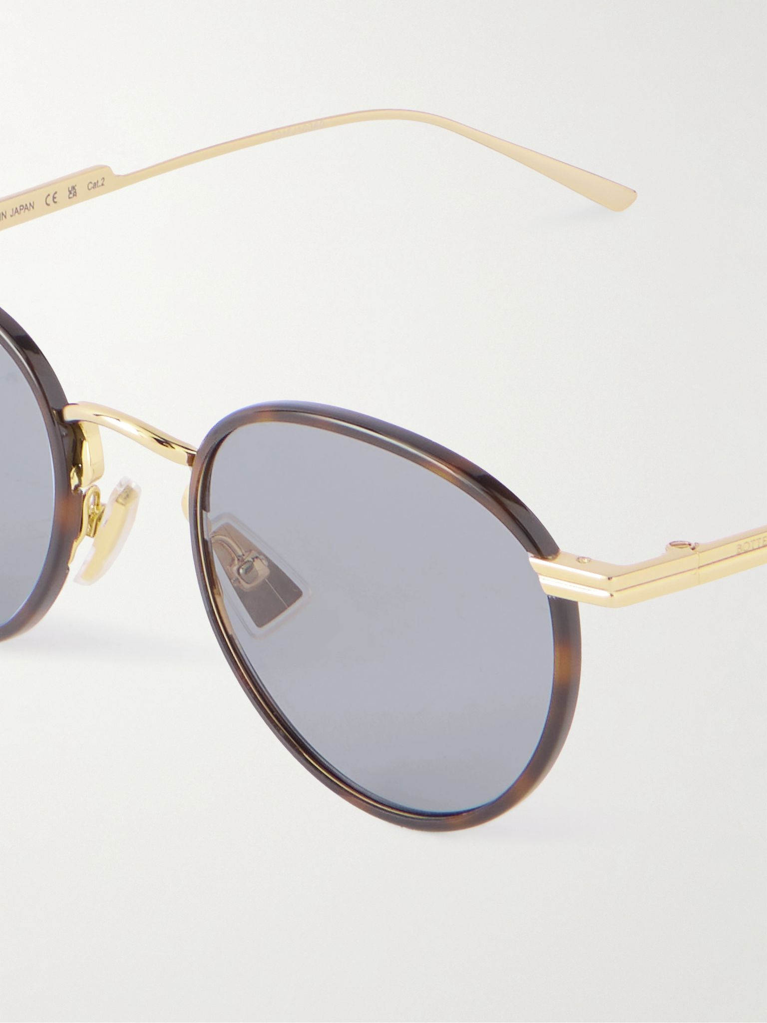 Panthos Round-Frame Gold-Tone and Tortoiseshell Acetate Sunglasses Gold - 3