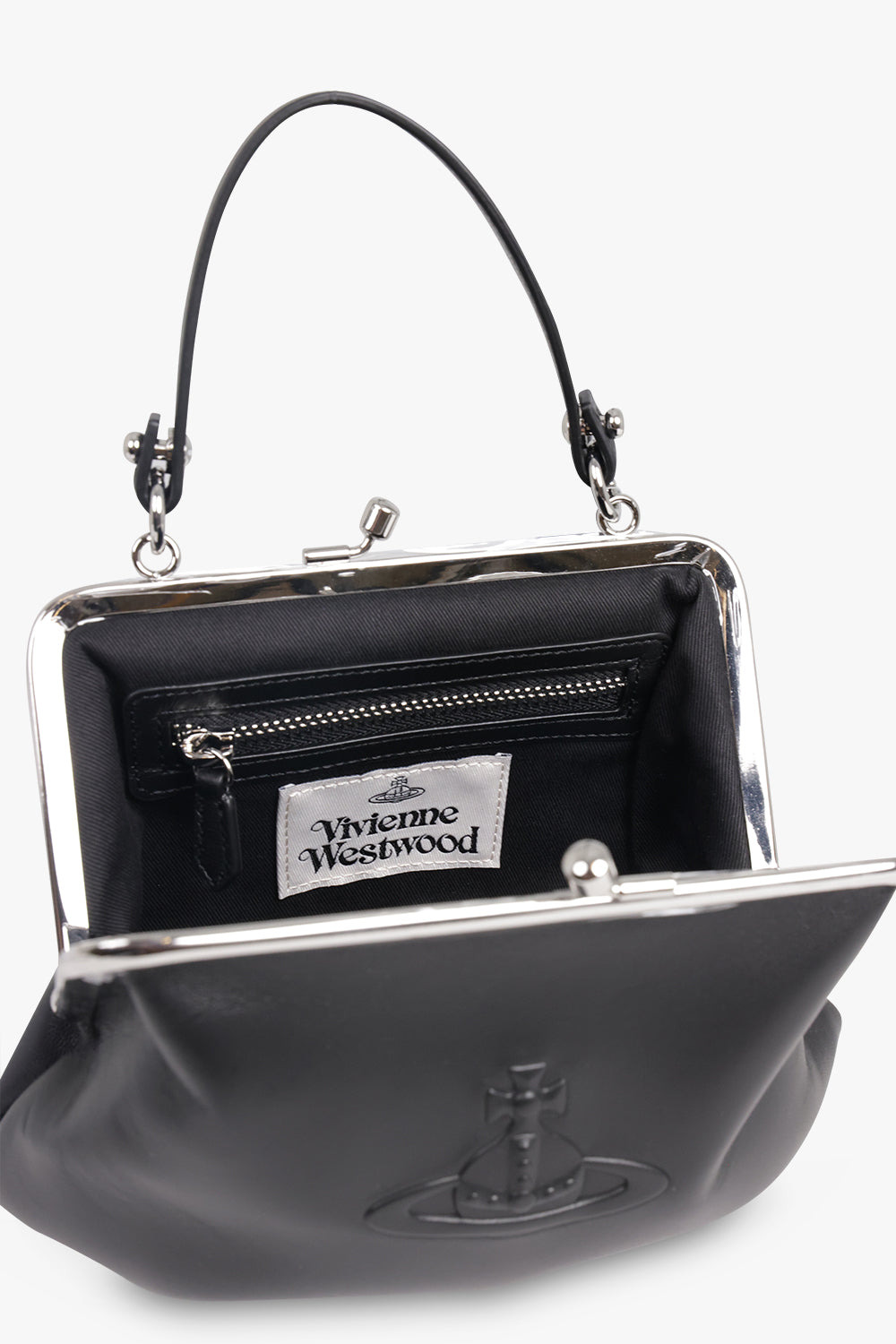 GRANNY FRAME EMBOSSED ORB PURSE | BLACK - 3