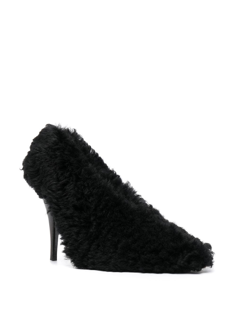 high-heel shearling pumps - 2