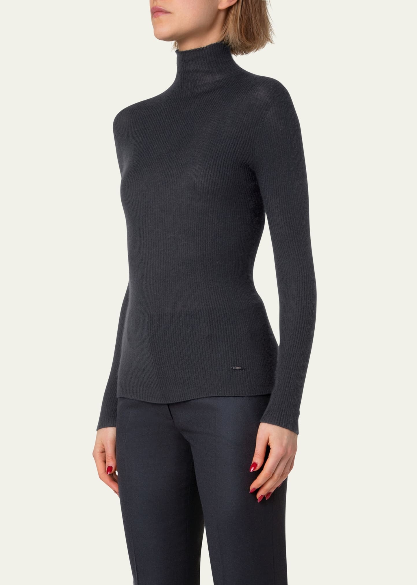Cashmere-Blend Fine Ribbed Knit Top - 4