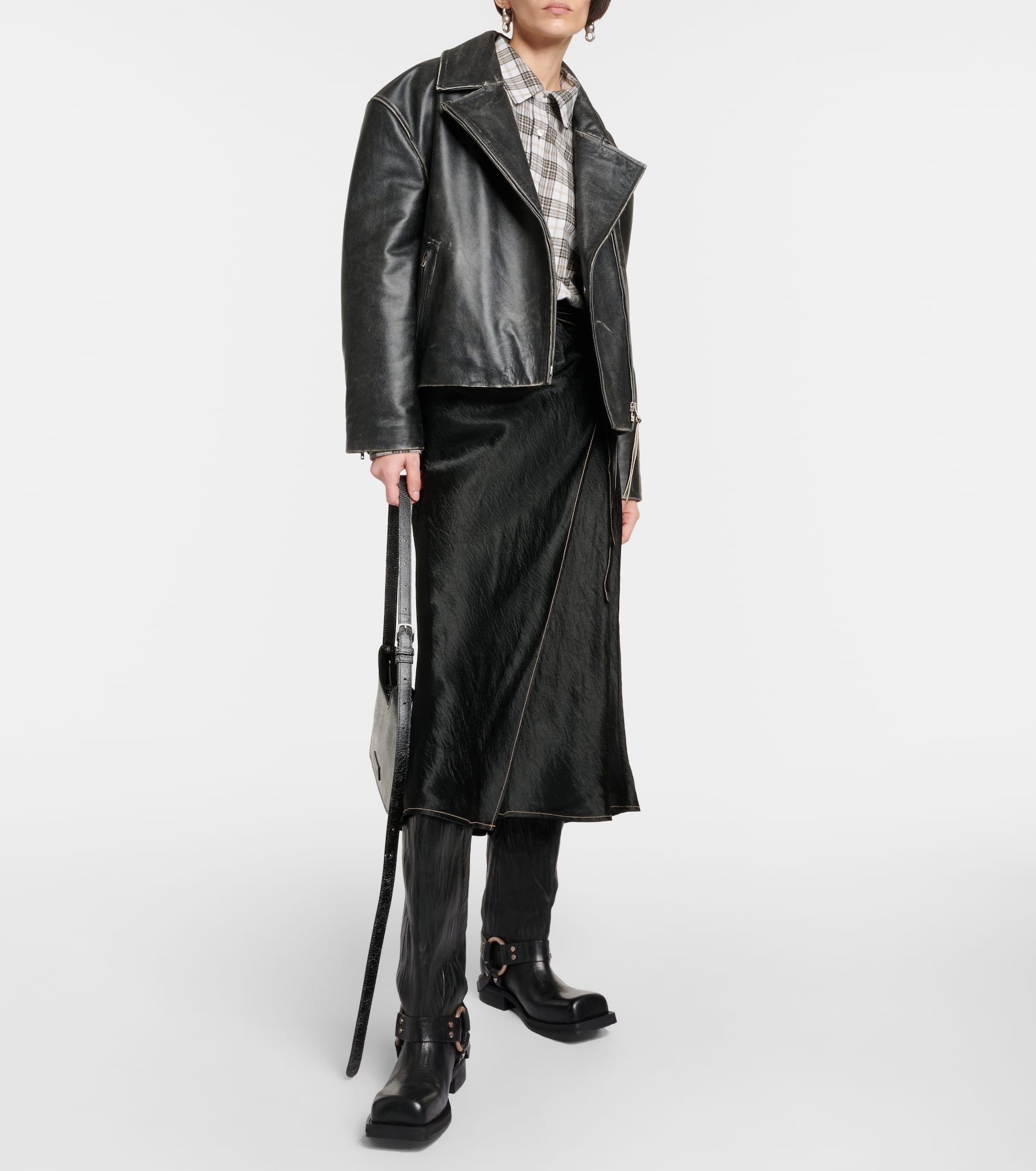 Distressed leather biker jacket - 2