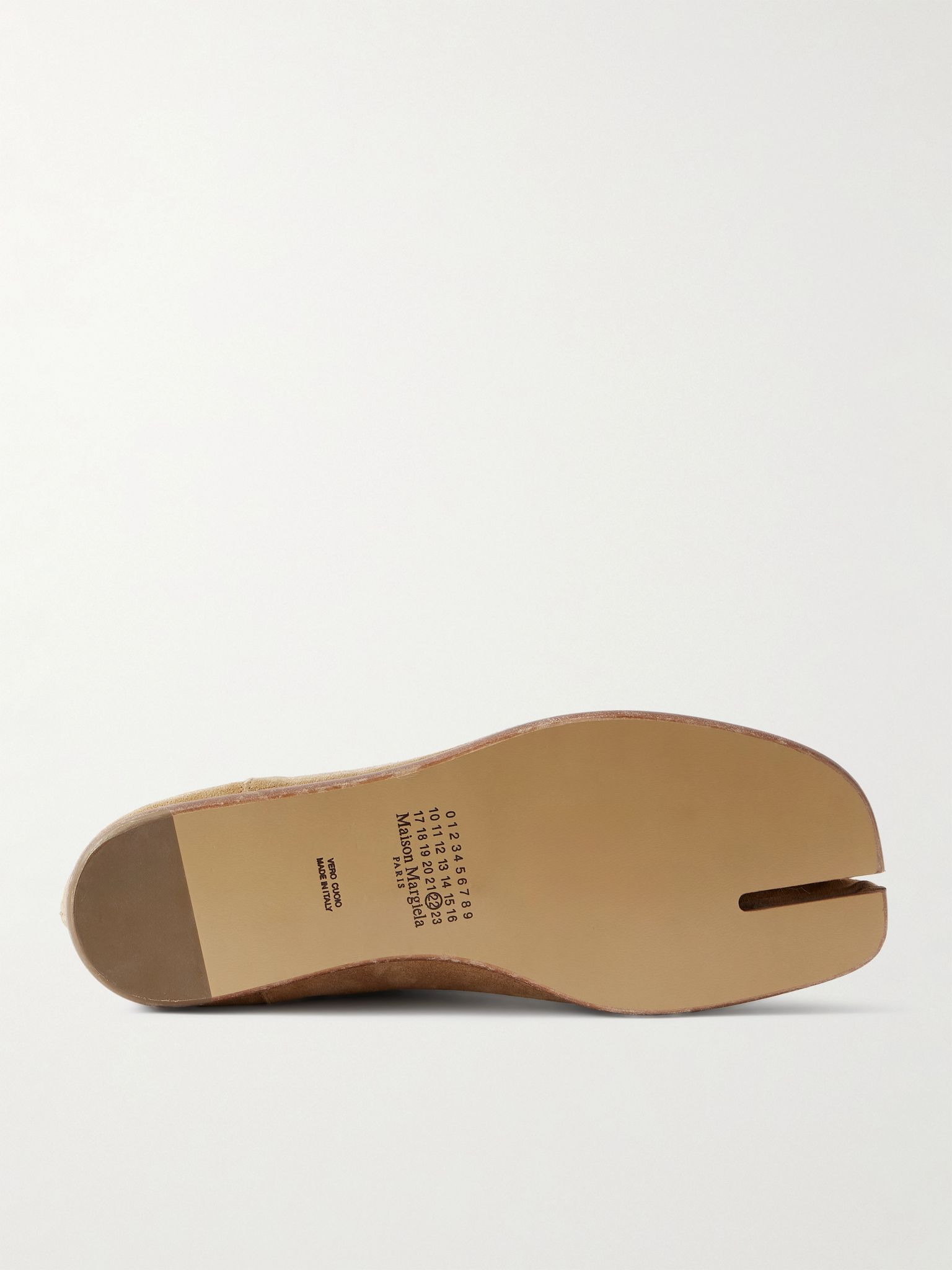 Tabi Split-Toe Collapsible-Heel Suede Loafers Beige - 3
