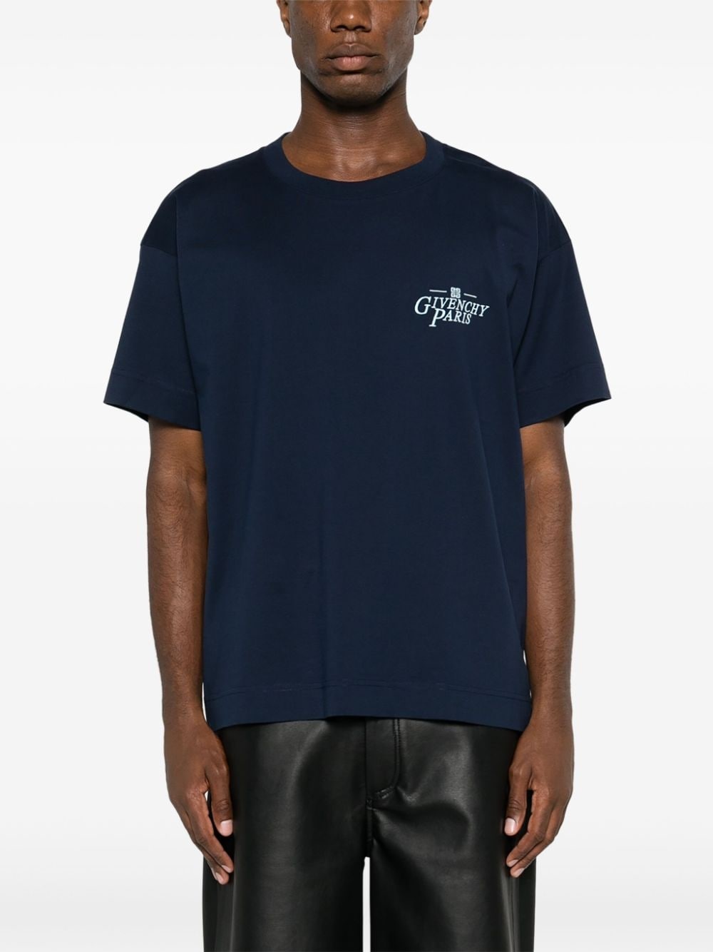 logo-embroidered cotton T-shirt - 3