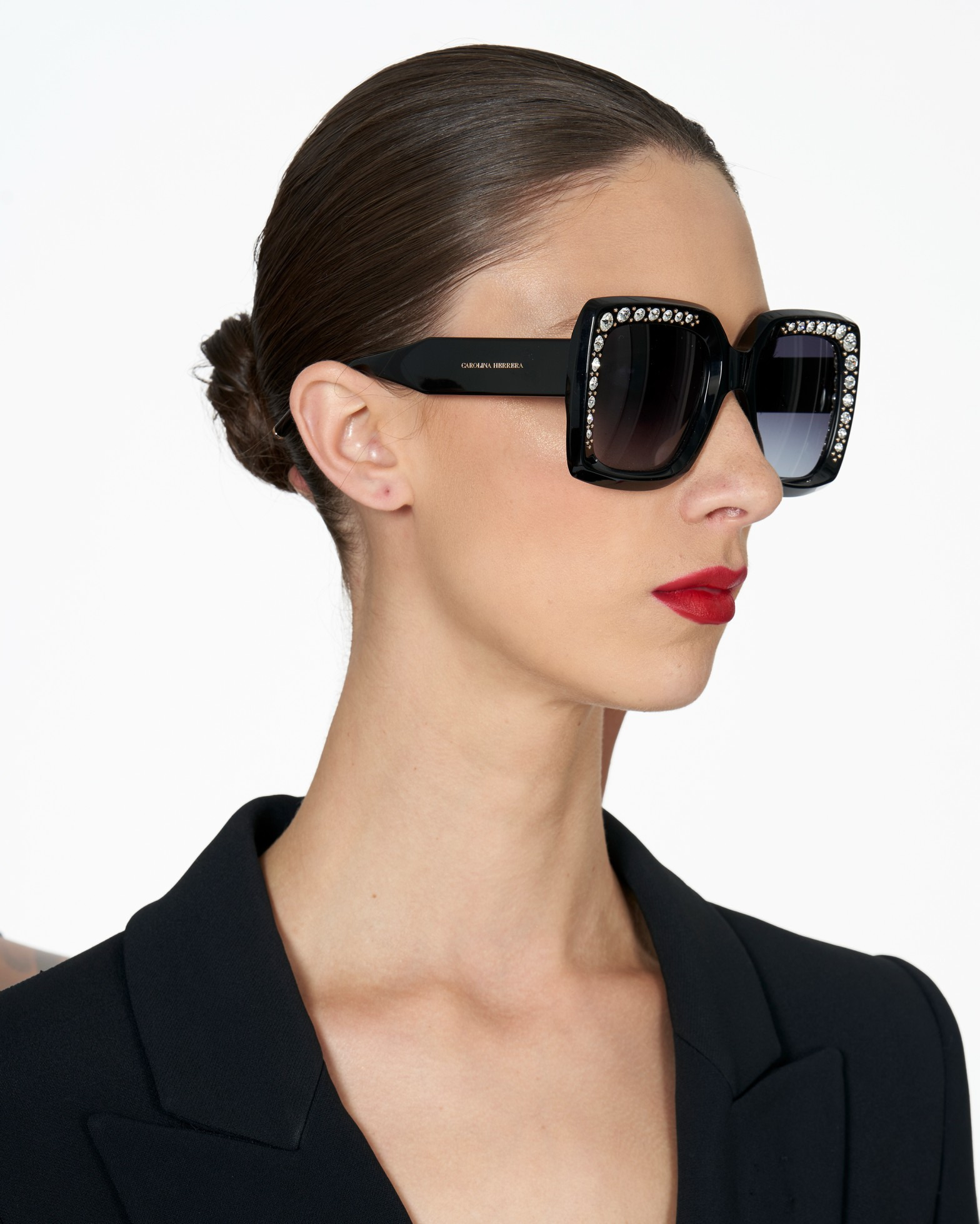 Crystal & Stud Embellished Oversized Square Sunglasses - 2