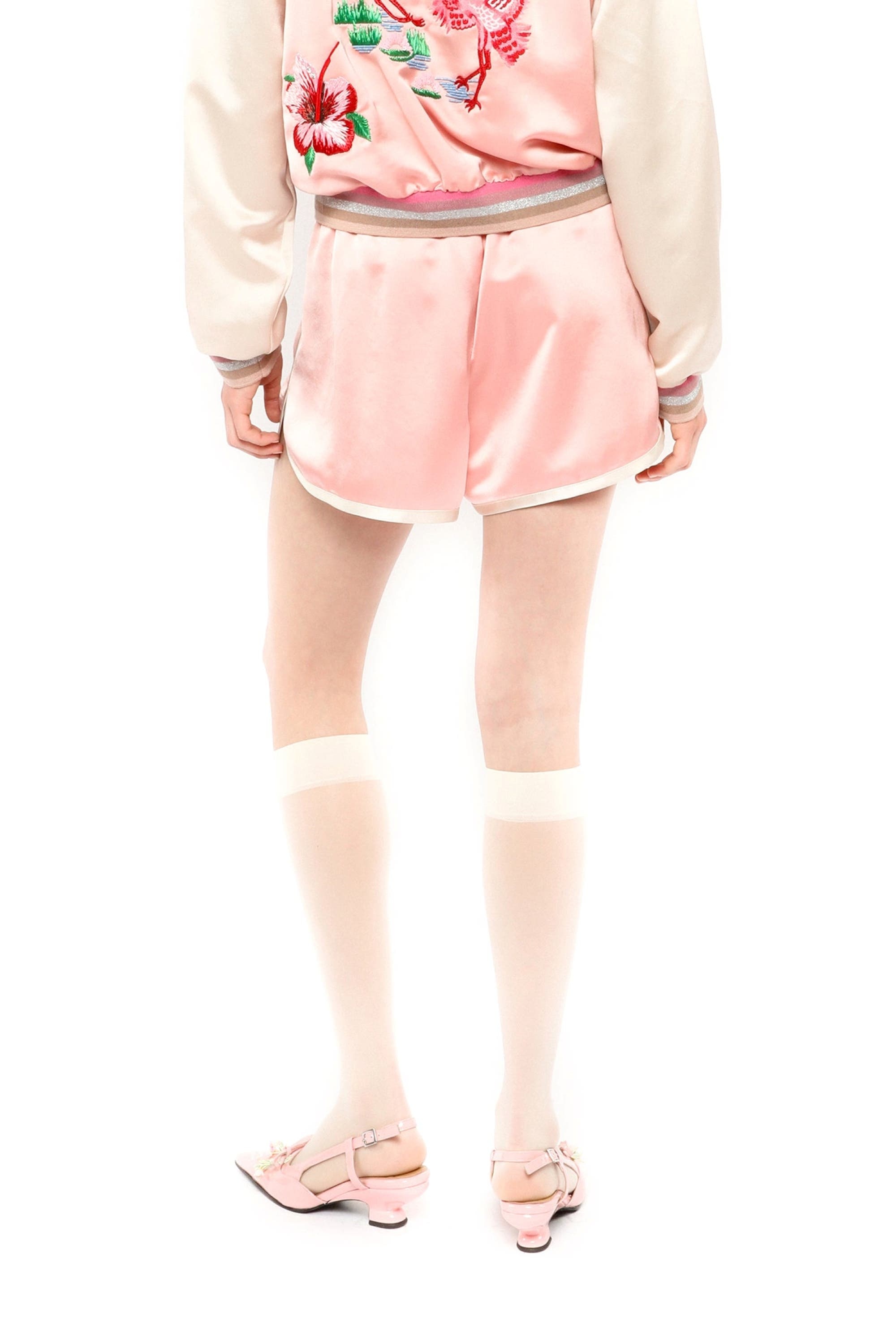 Anna Sui Satin Souvenirs Shorts in Pastel Pink at Nordstrom - 4