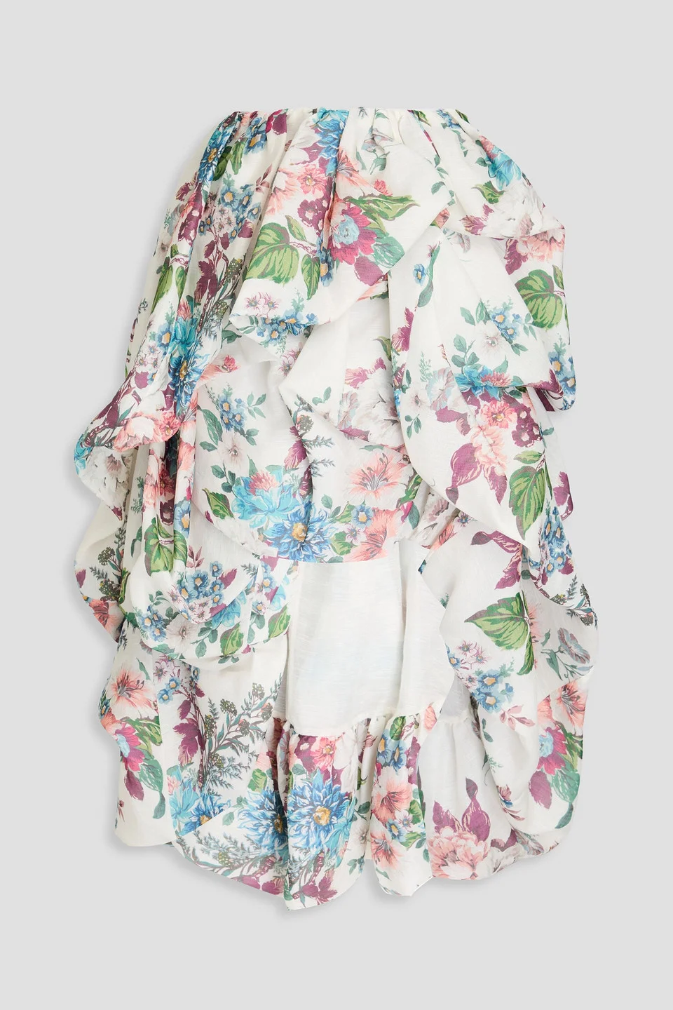 Draped linen and silk-blend gauze midi skirt - 1