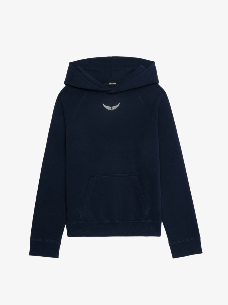 Georgy Hooded Embellished Sweatshirt in Navy 1