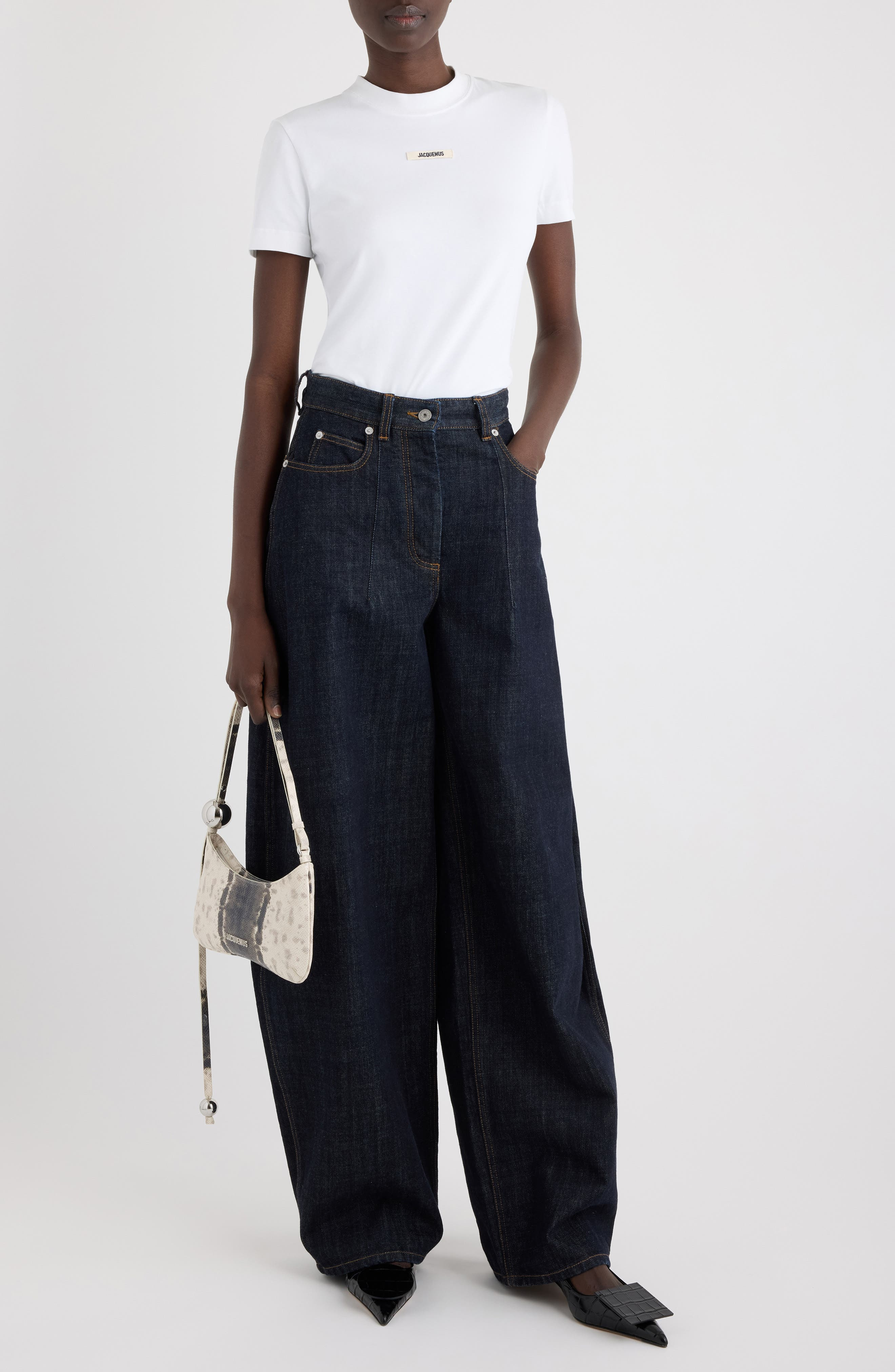 Jacquemus Le T-Shirt Gros Grain T-Shirt in White at Nordstrom - 2