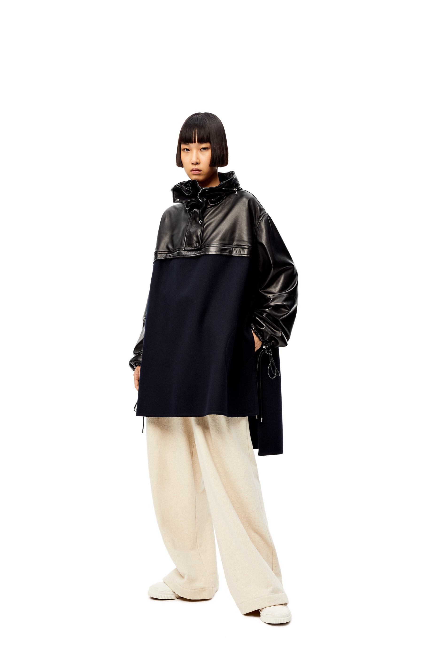 Bi-material parka in nappa and wool - 2