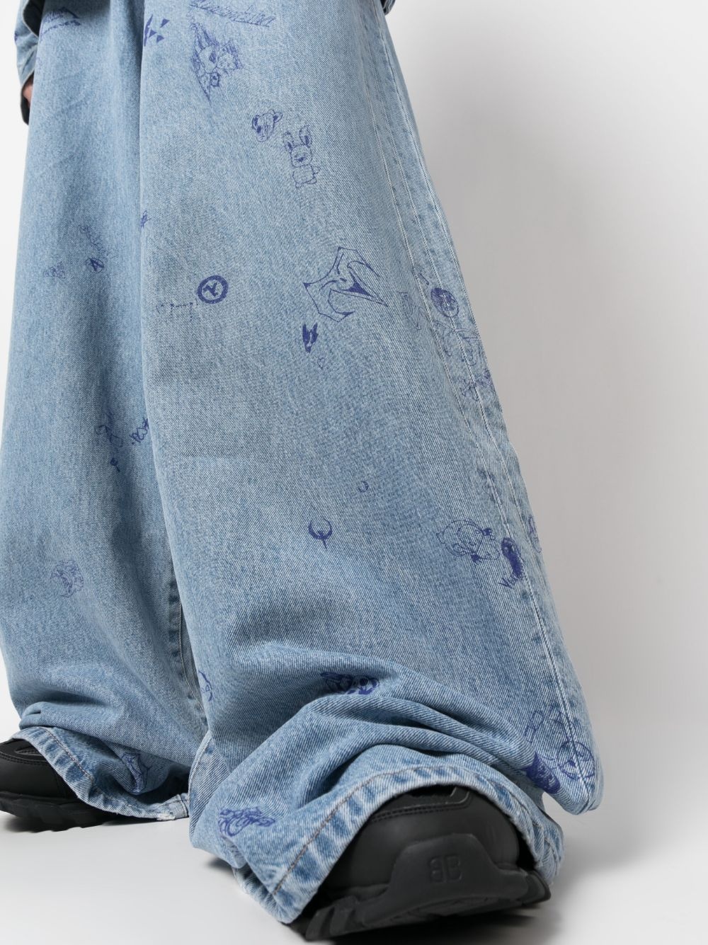 illustration-print baggy jeans - 5