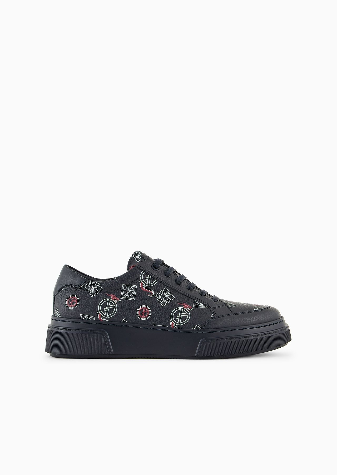 Leather sneakers with all-over logo - 1