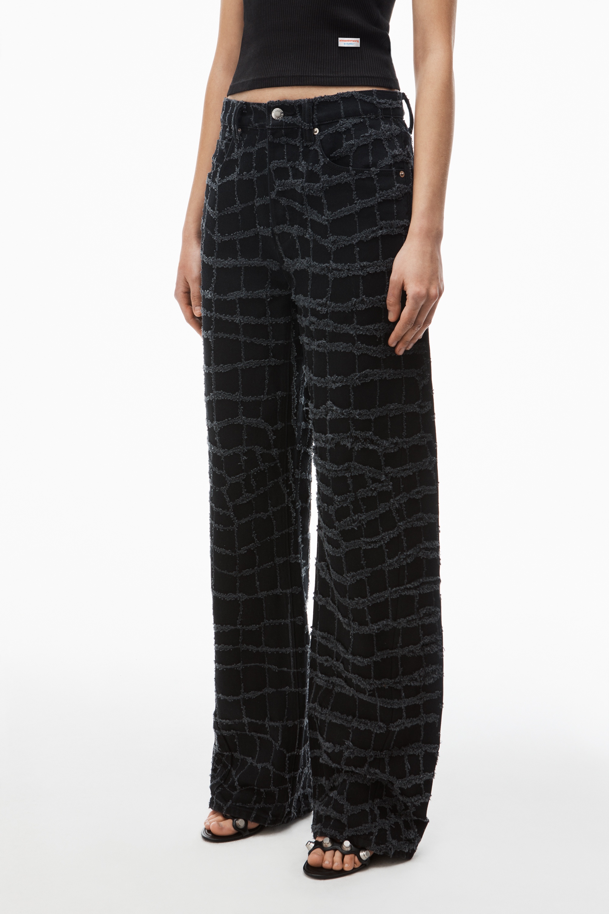 laser-distressed denim jeans - 3