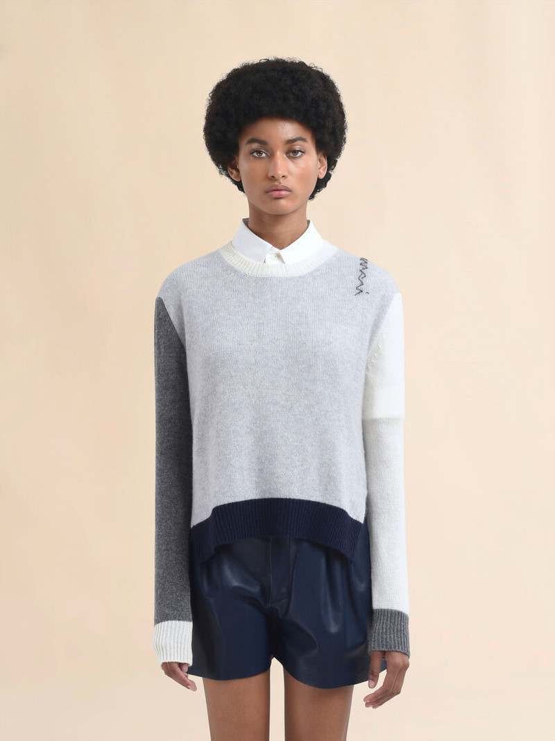 Marni GREY COLOUR BLOCK CASHMERE JUMPER WITH MARNI SYMBOL outlook