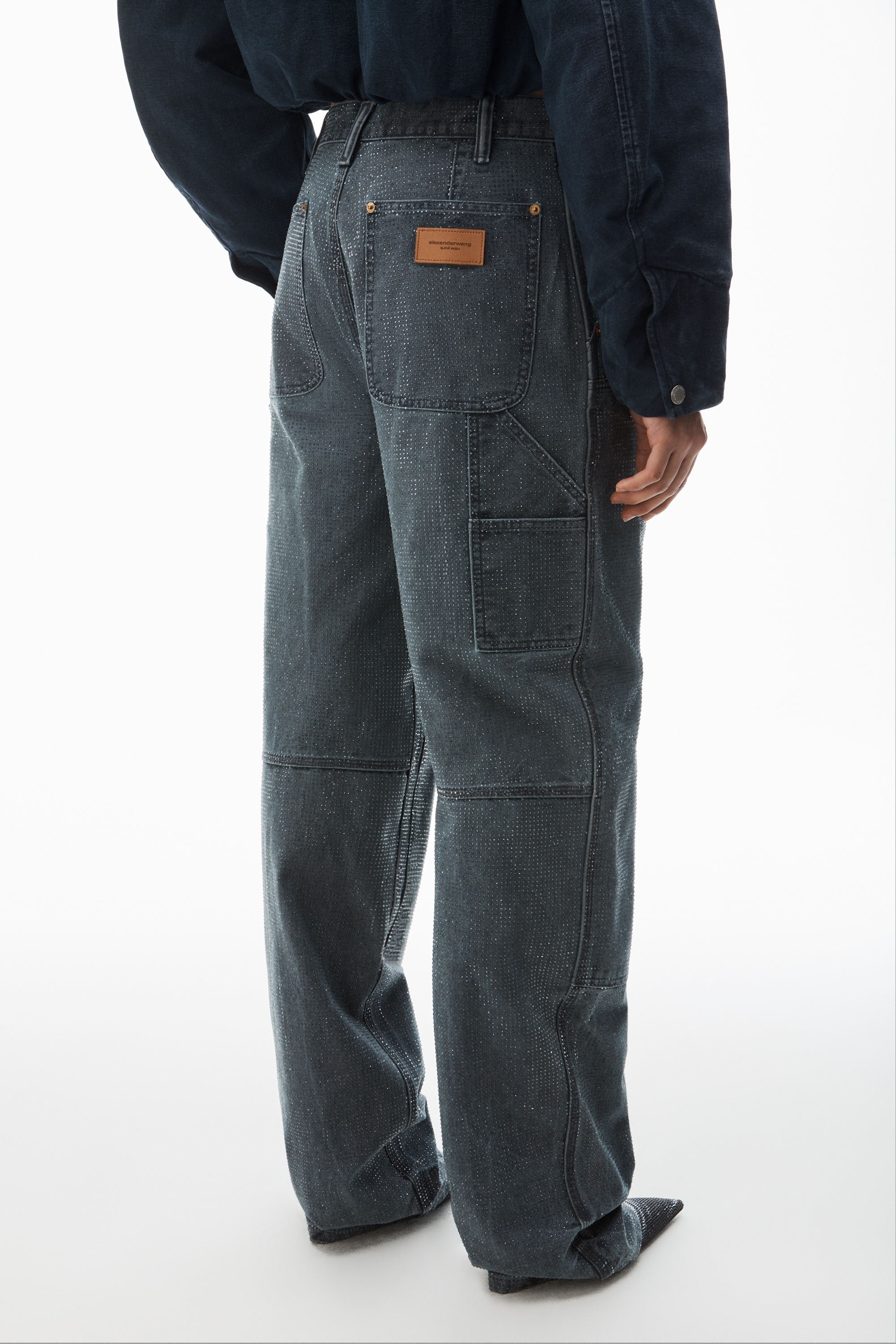 パンツ alexanderwang carpenter pant Rounded Carpenter Jeans with Weathered Flocking in WEATHERED