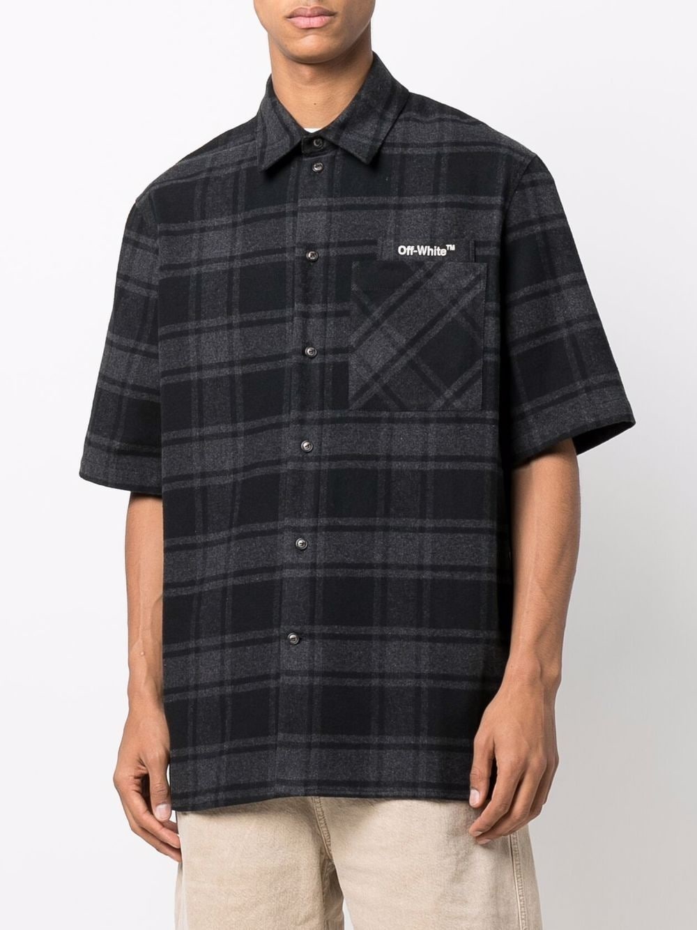 Arrows-motif checked overshirt - 3