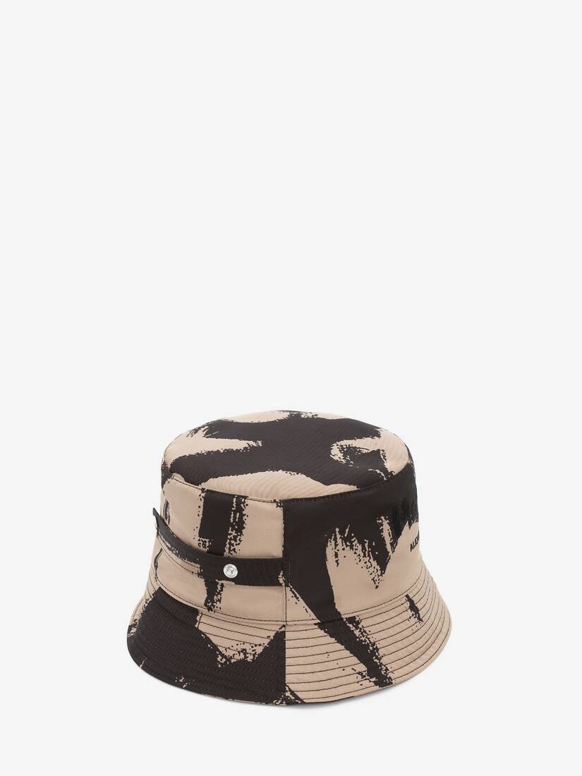 Mcqueen Graffiti Bucket Hat in Black/beige - 2