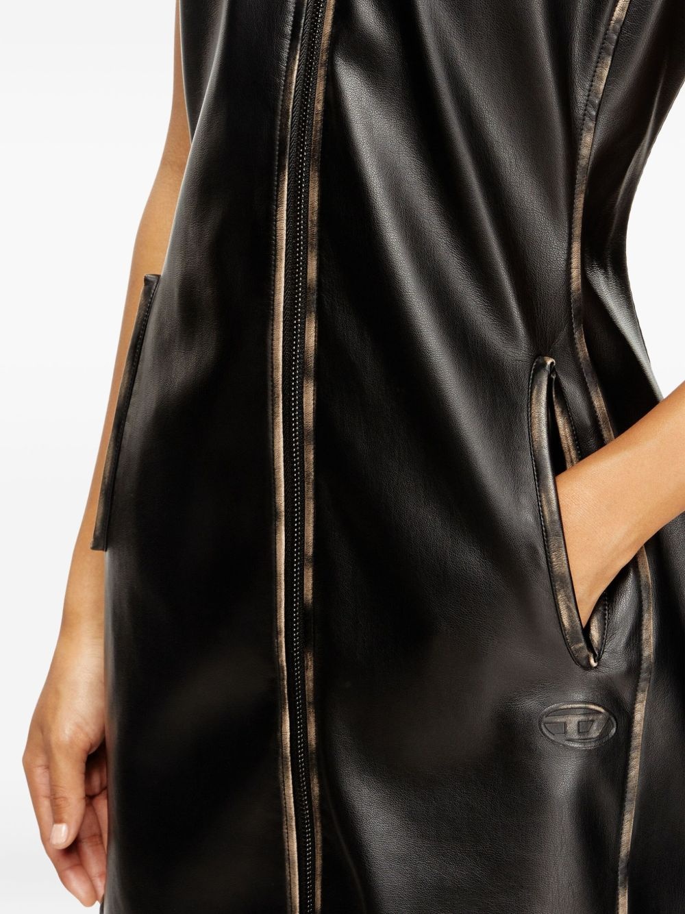 zip-front sleeveless mini dress - 4