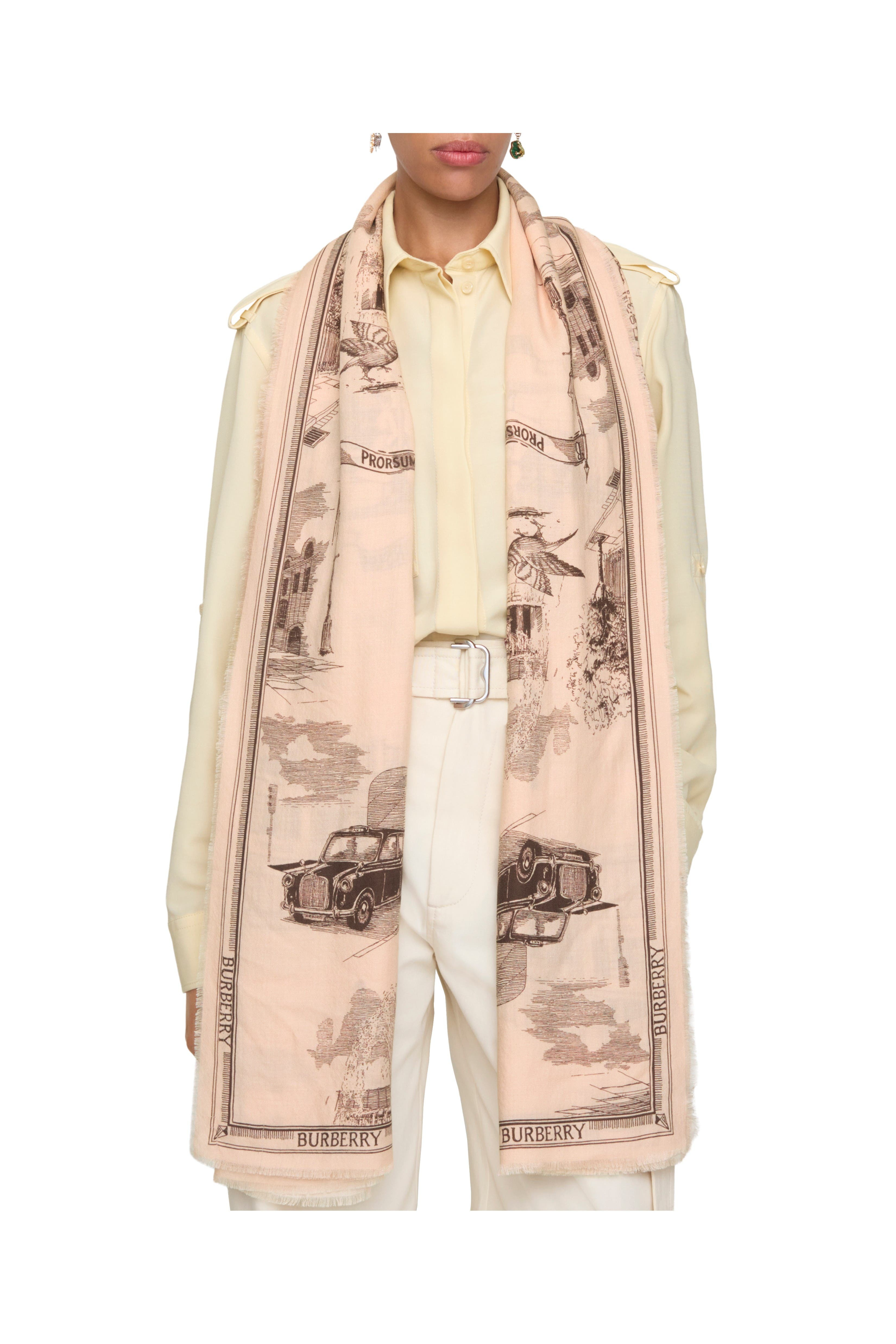 burberry London Landmarks Wool Silk Scarf in Sepia at Nordstrom - 3