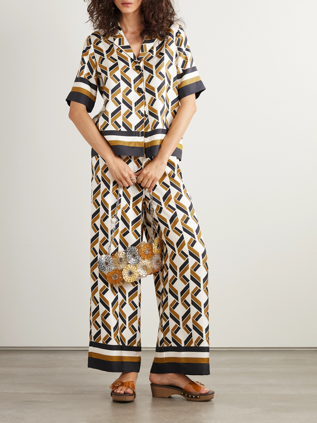 Tube Printed Silk-twill Wide-leg Pants - 2