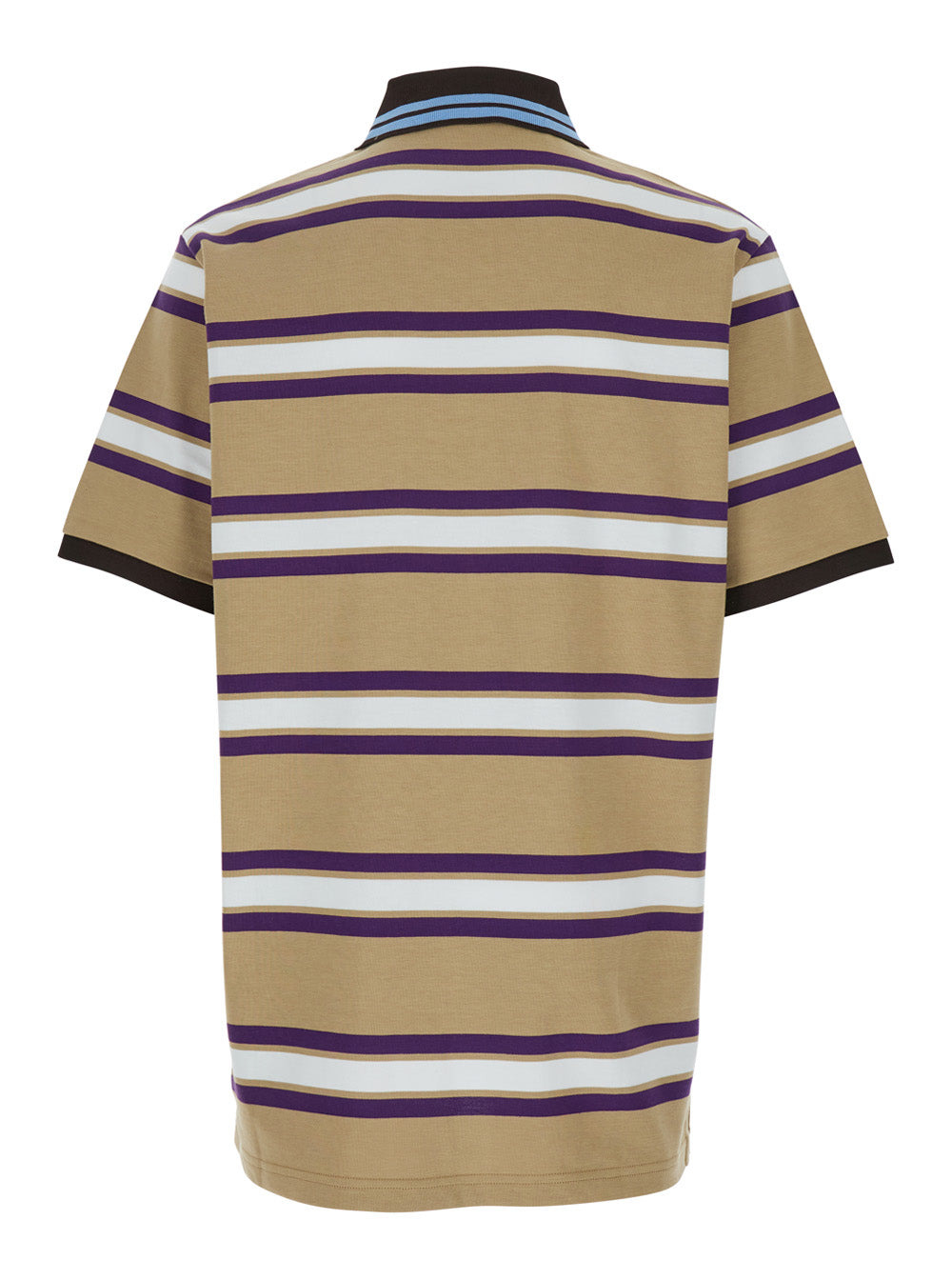 Gucci Men Beige Polo Shirt With Logo Imprinted On The Front And All-Over Striped Motif In Cotton Man - 2