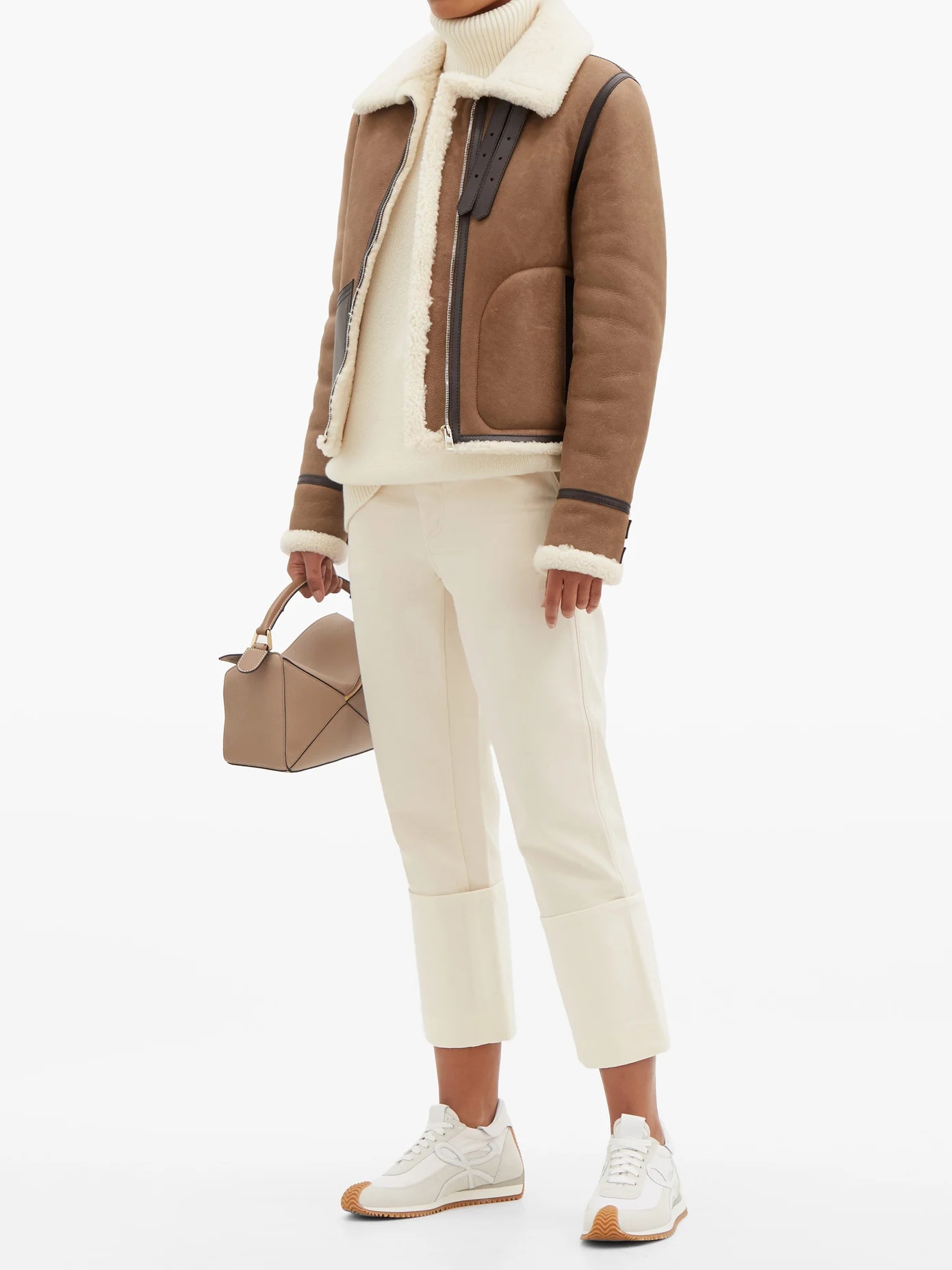 Shearling and suede aviator jacket - 2