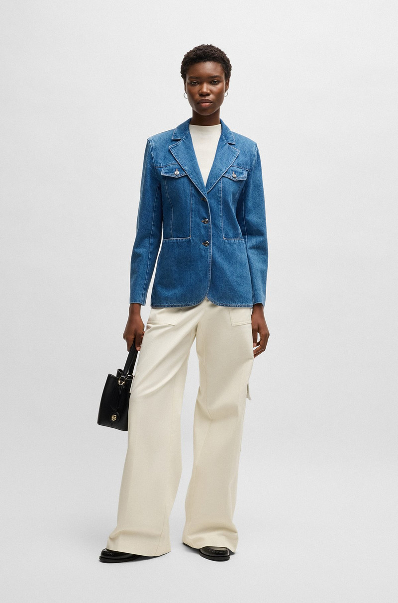 BOSS SLIM-FIT BLAZER IN BLUE SELVEDGE DENIM outlook