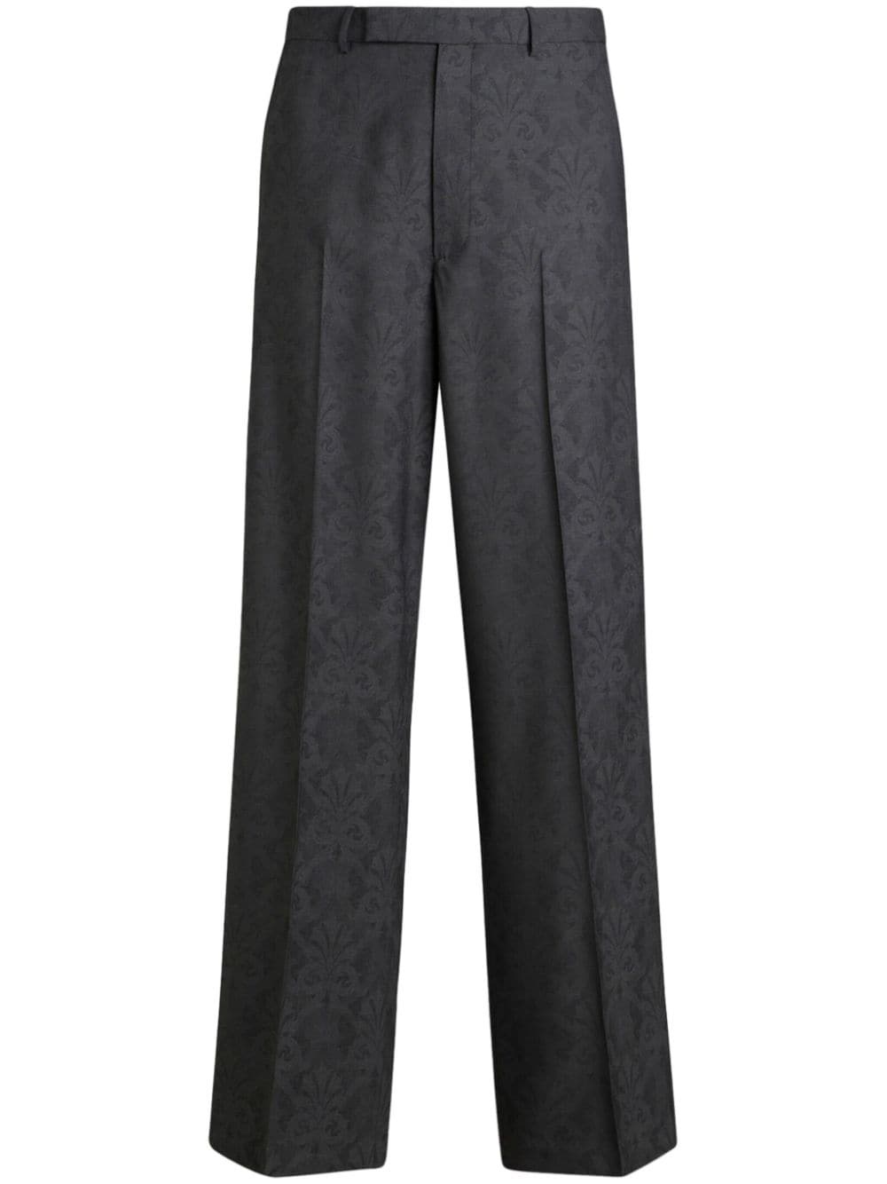 jacquard pleated straight-leg trousers - 1