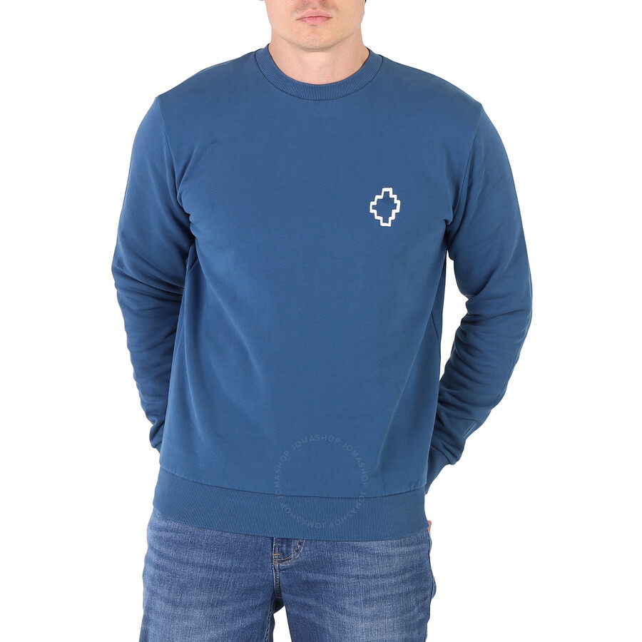 Marcelo Burlon Men's Petrol Blue Tempera Cross Print Sweatshirt - 3