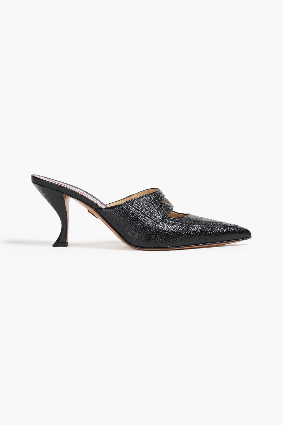 Cutout pebbled-leather mules - 1