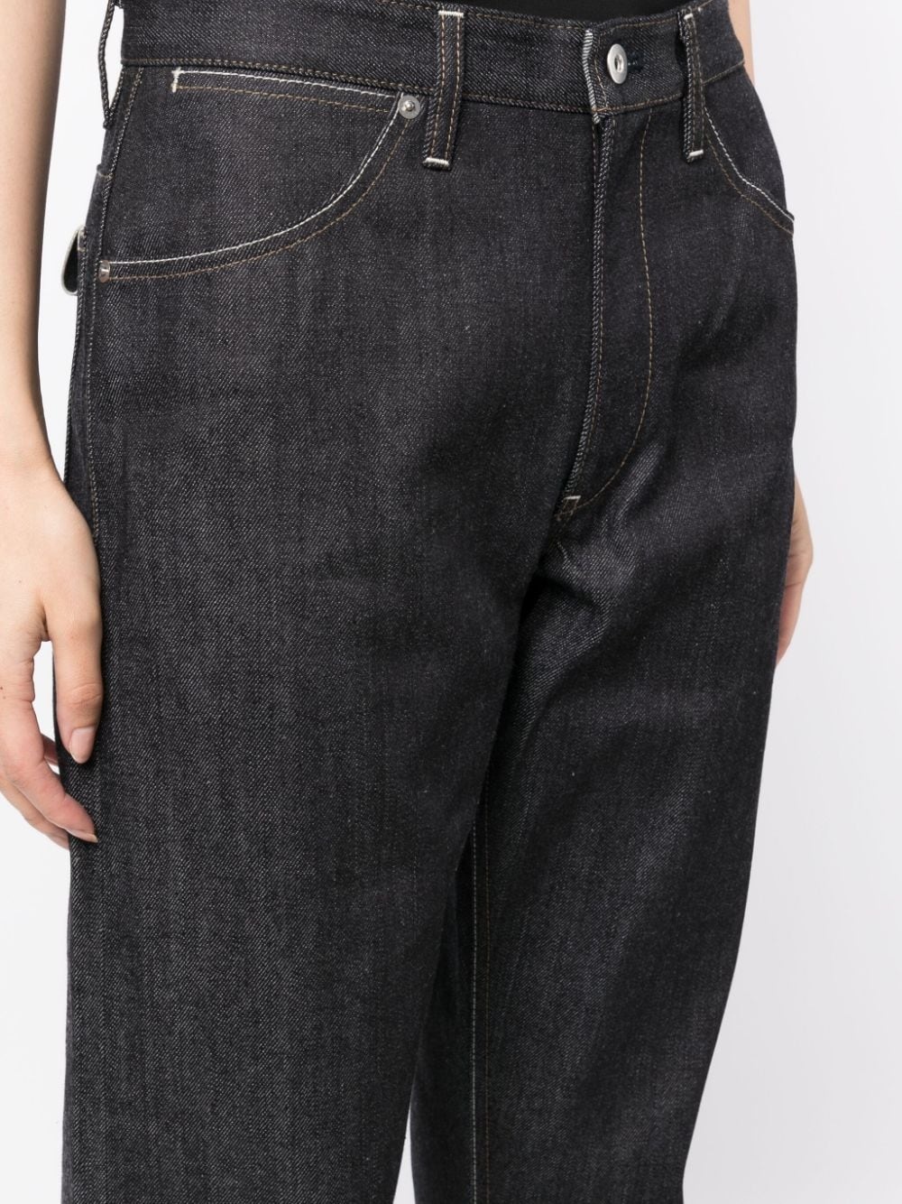 contrast-stitching cotton straight-leg jeans - 5