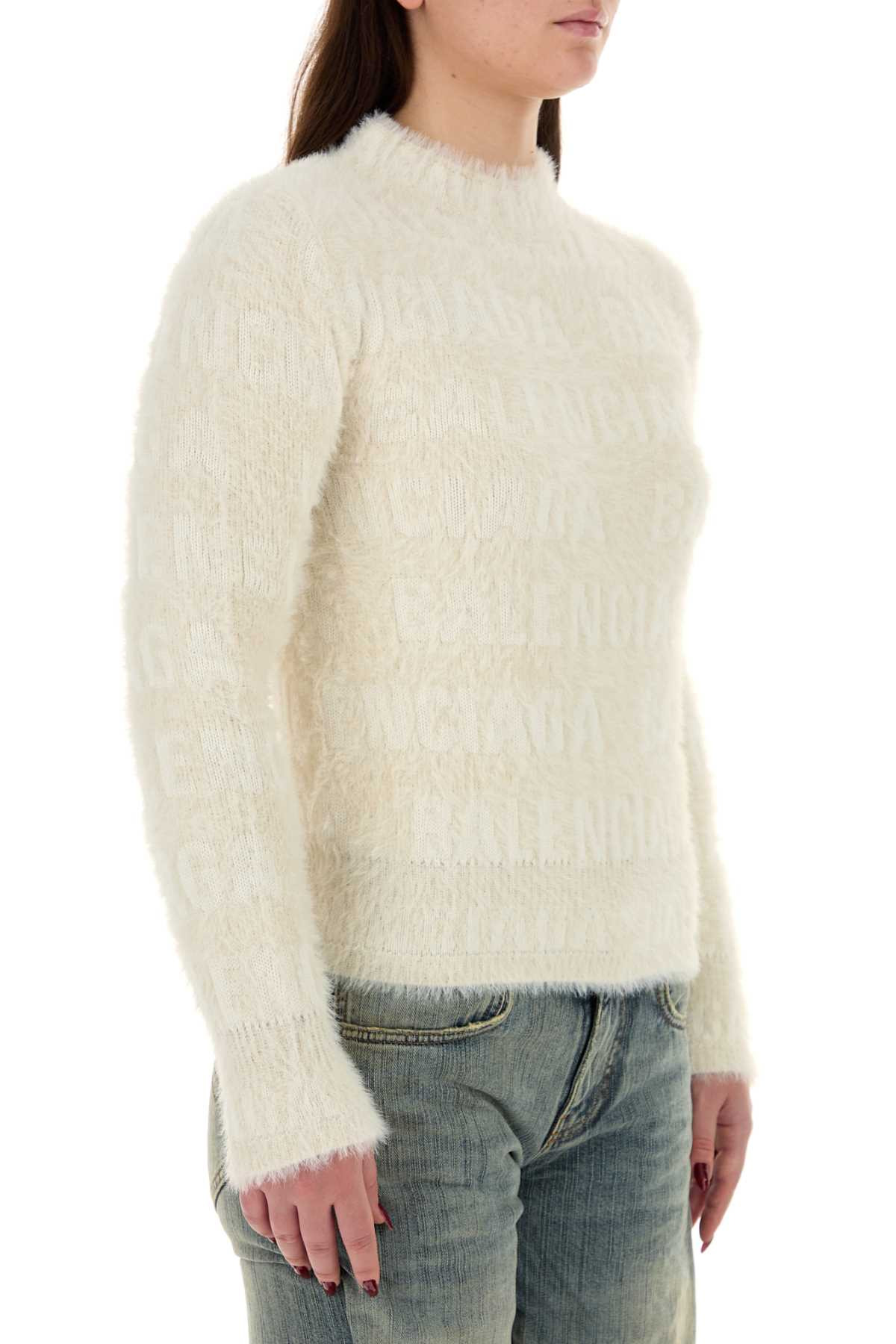 Balenciaga Women Ivory Wool Blend Sweater - 3