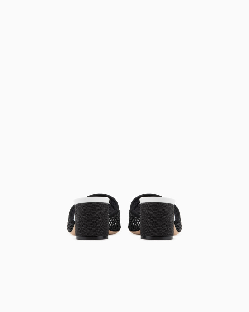 GIORGIO ARMANI PERFORATED FABRIC HEELED SANDALS outlook