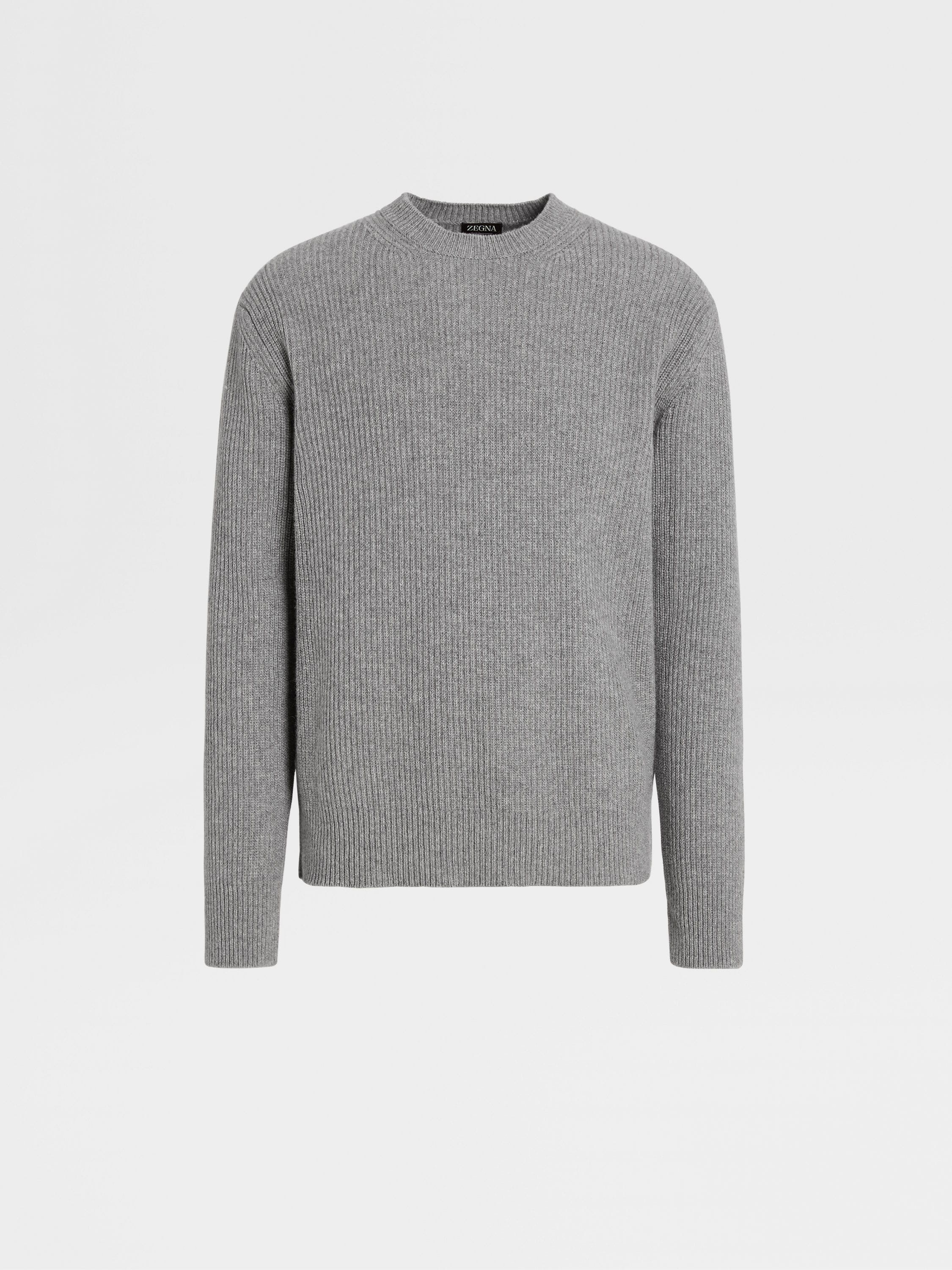 GREY MÉLANGE OASI CASHMERE CREWNECK - 1