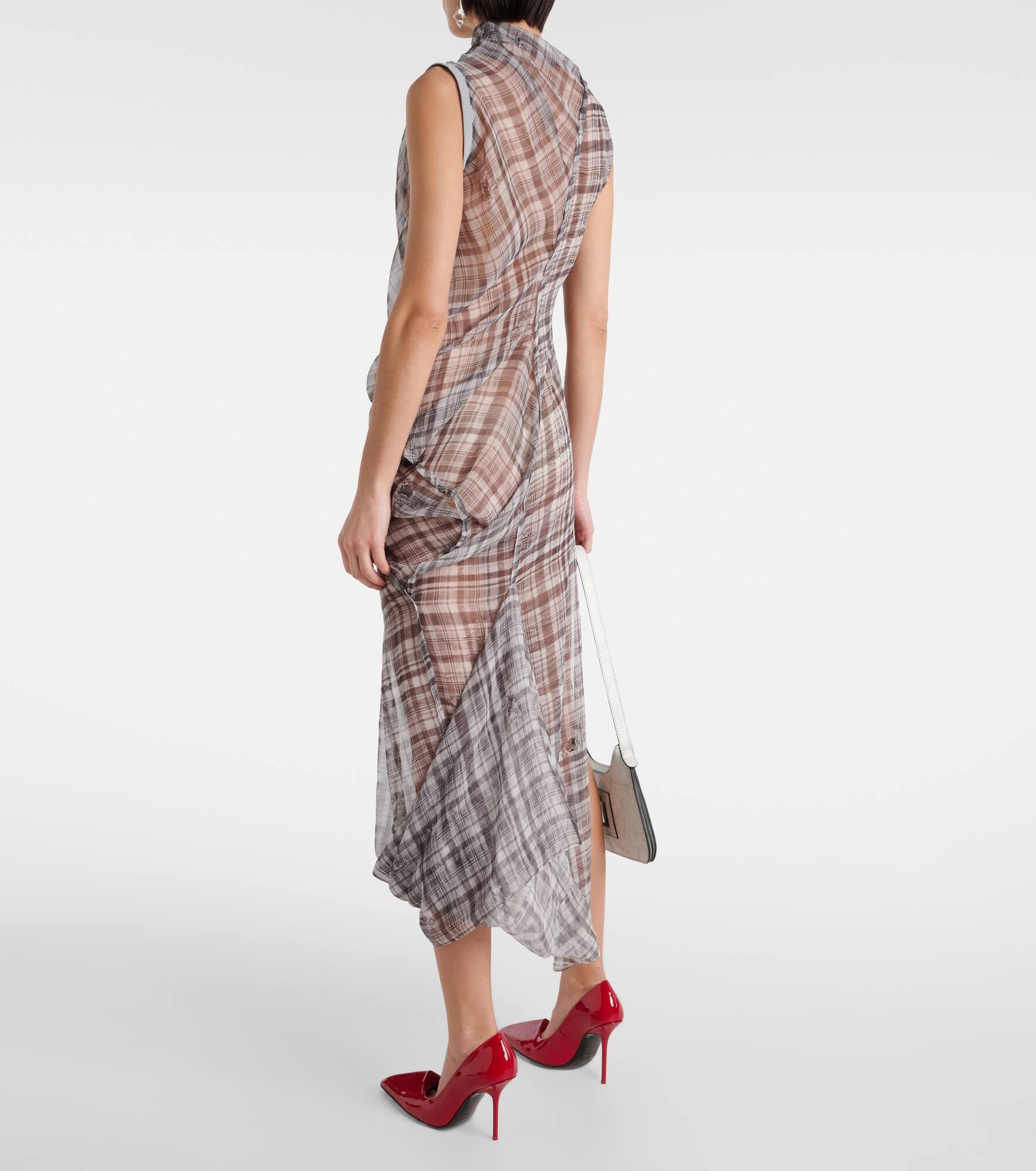 Dsaam checked draped silk midi dress - 3
