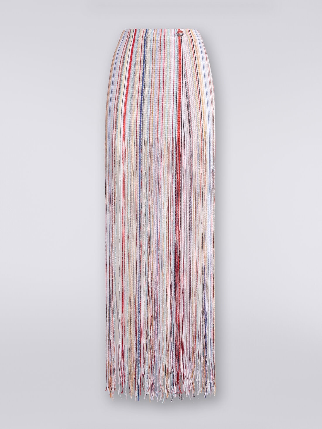 Long wrap-around skirt with fringes and lurex - 1