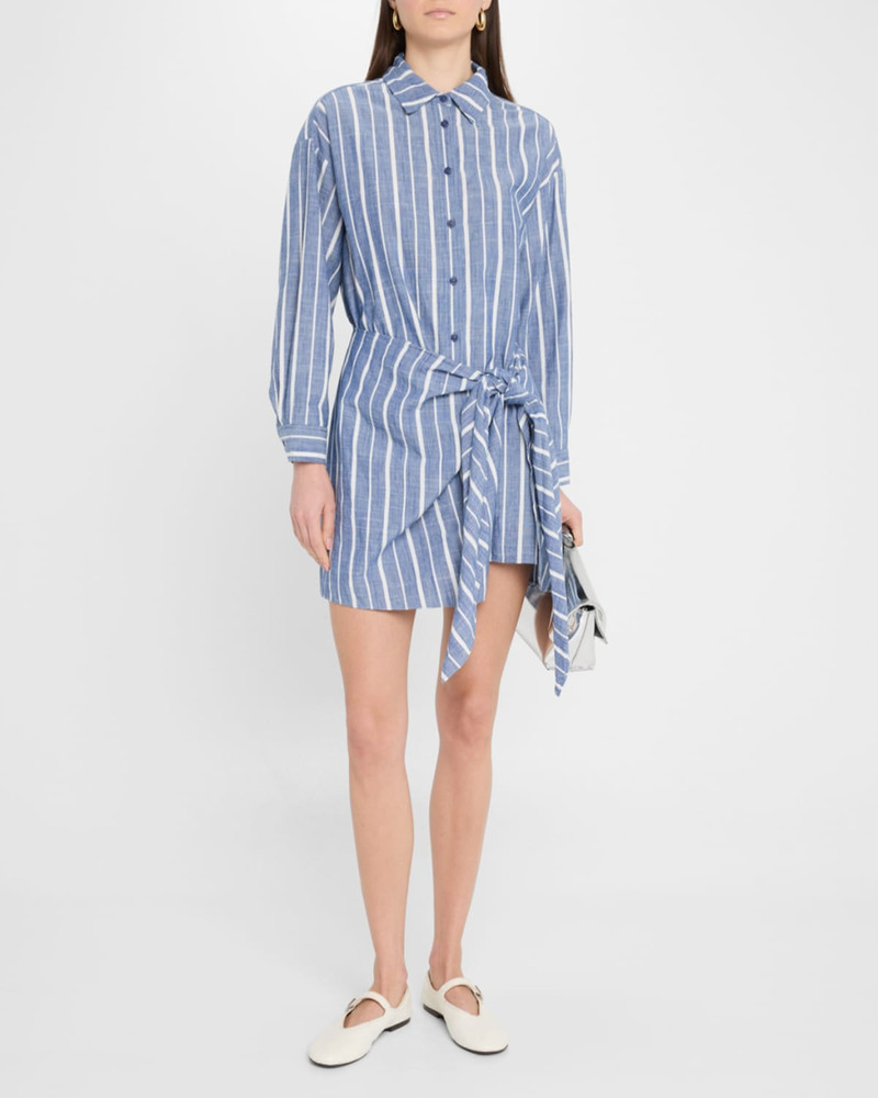 APIECE APART Alessandra Striped Chambray Mini Shirtdress outlook
