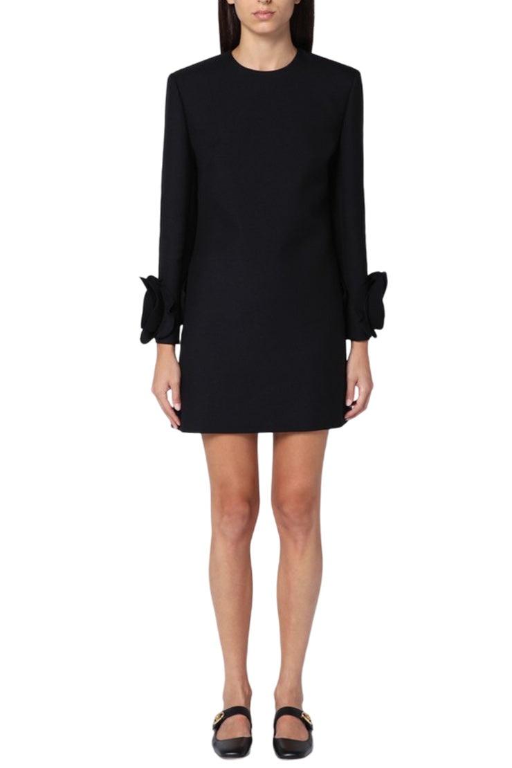 ワンピース Valentino Garavani Double Compact Drill Minidress With Rose Valentino DOUBLE COMPACT DRILL MINIDRESS WITH ROSE DETAIL