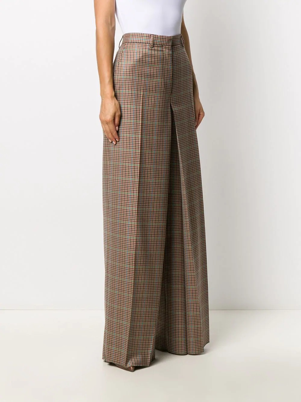 wide-leg check trousers - 3