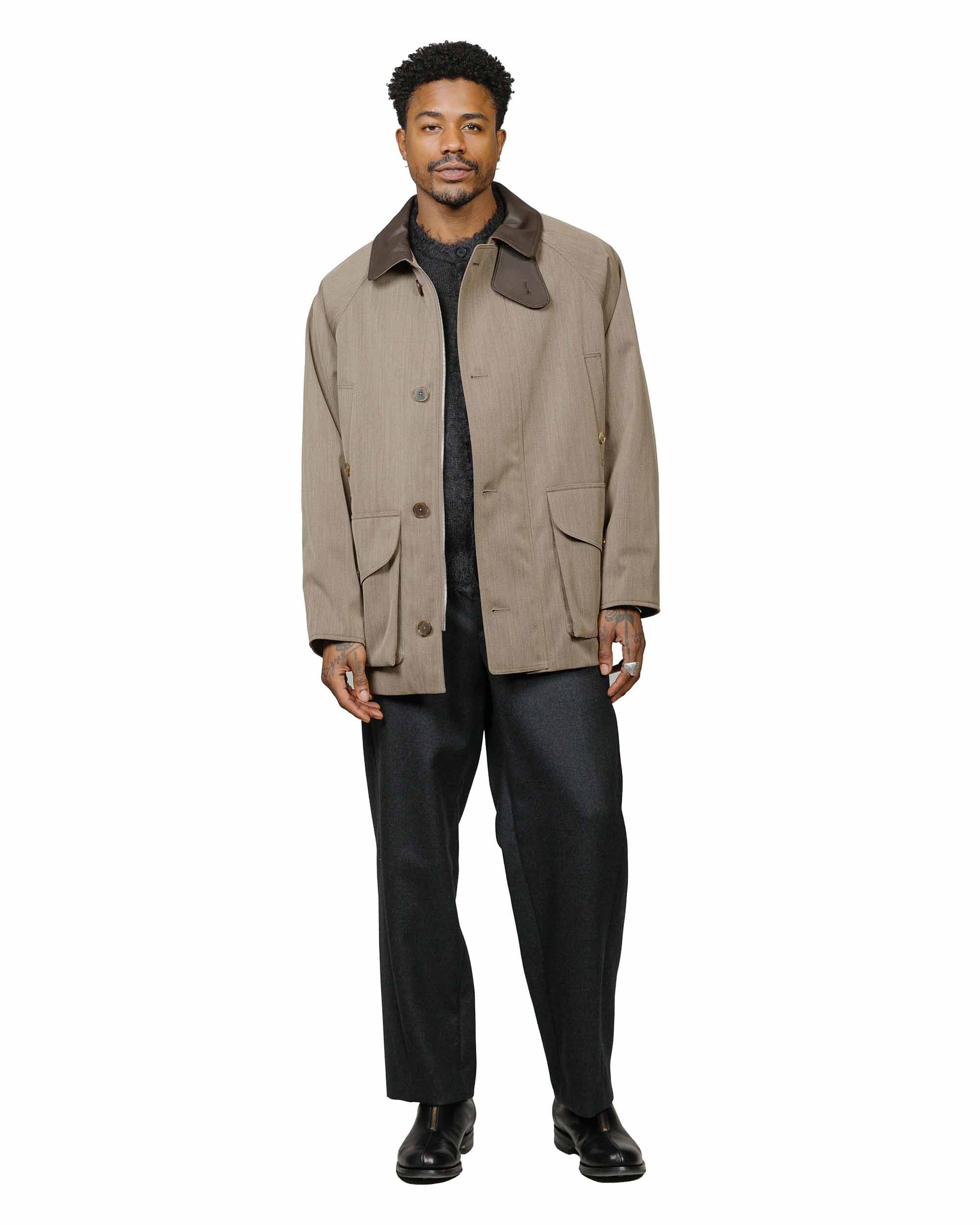 Wool Cavalry Twill Laminate Hunting Blouson Olive Brown - 4