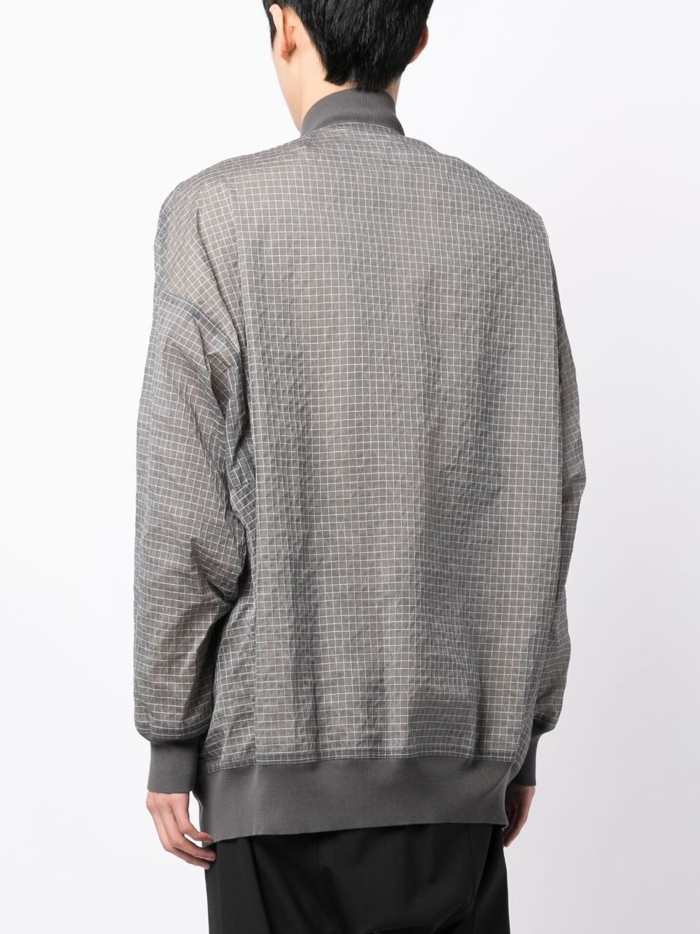 grid-patterned zipped bomber jacket - 4