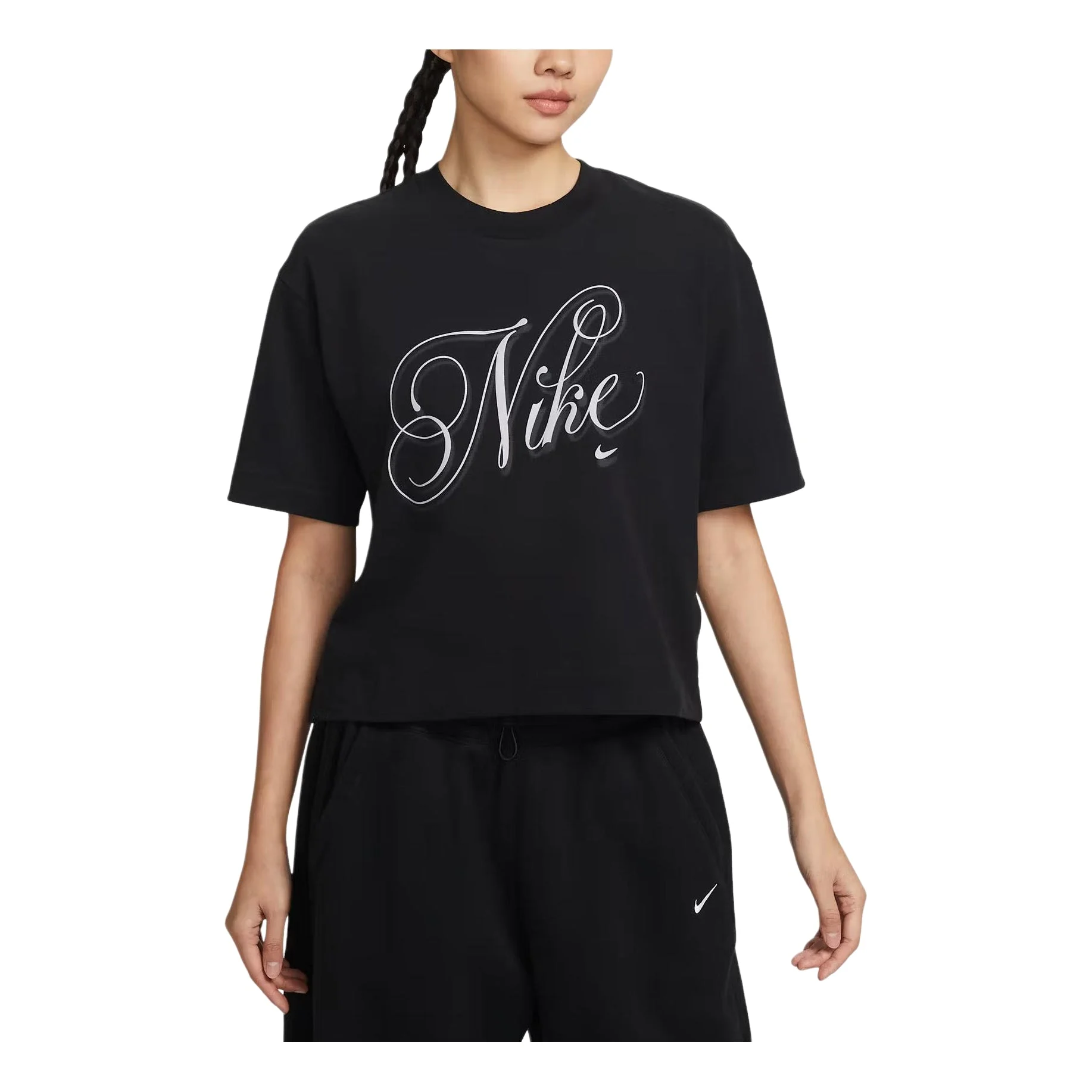 (WMNS) Nike Sportswear Oversized Short Sleeve T-Shirt Asia Sizing 'Black' IH7608-010 - 1