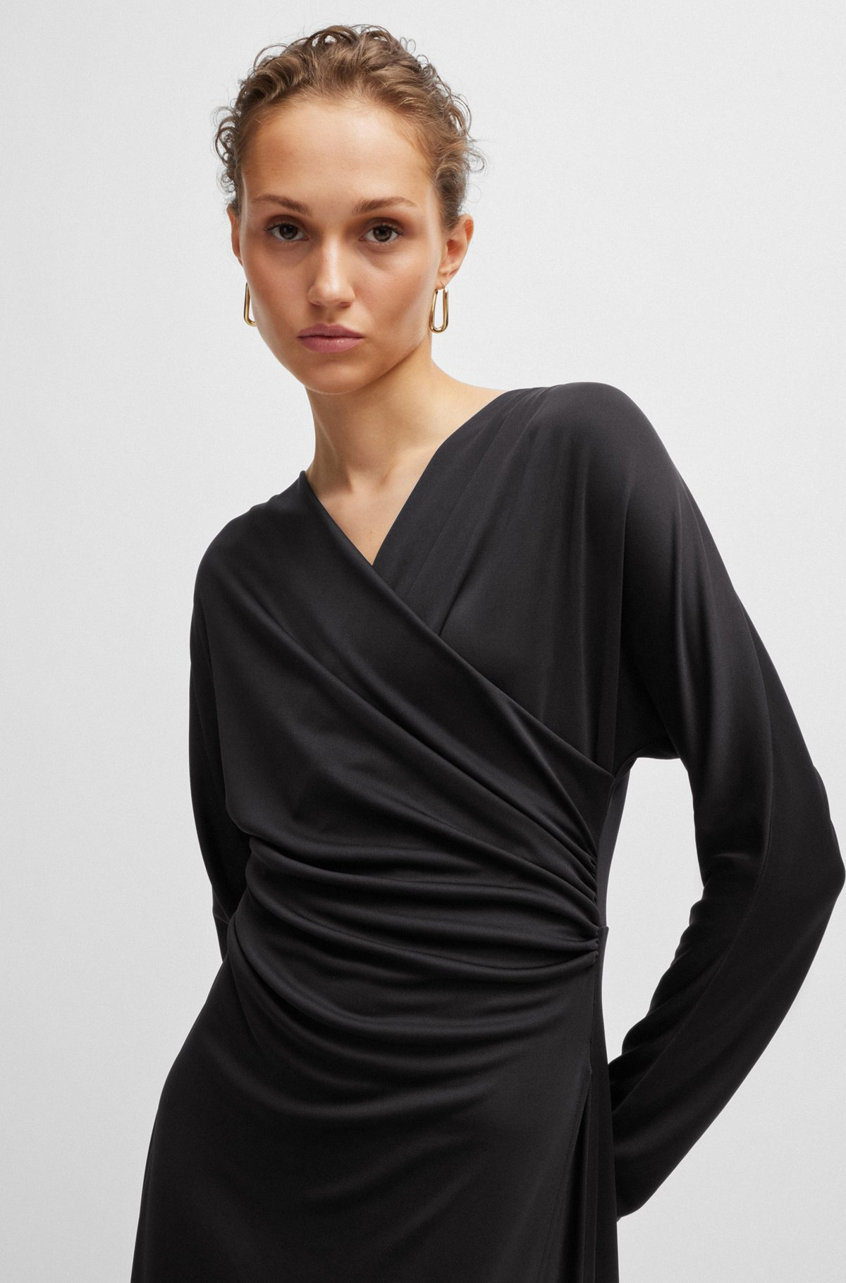 LONG-SLEEVED DRESS WITH WRAP FRONT - 6