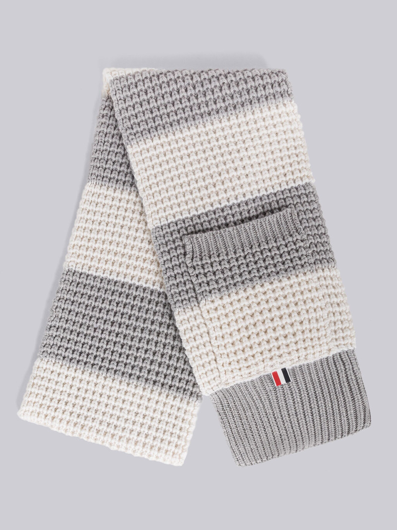 RUGBY STRIPE CASHMERE WAFFLE FOOTBALL POCKET SCARF 3