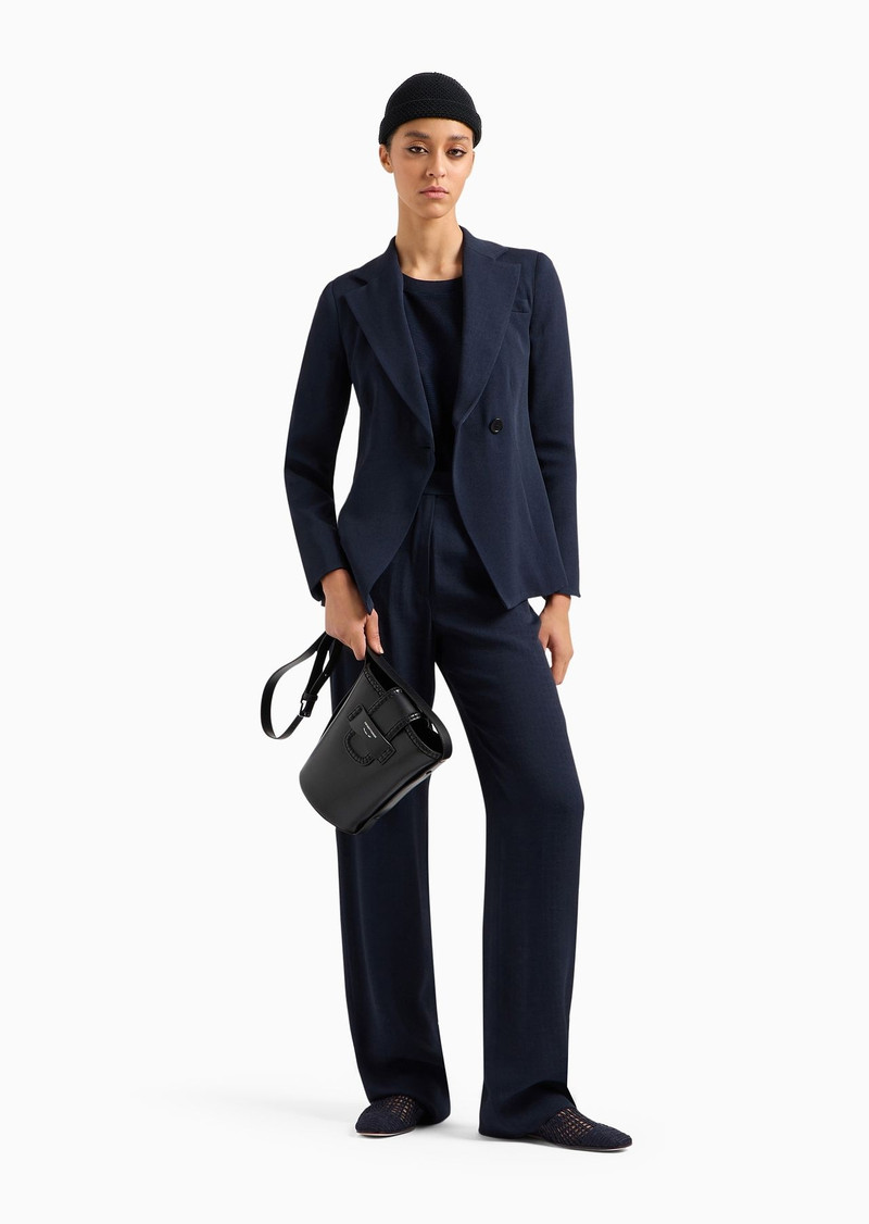 EMPORIO ARMANI Icon frisottino single-breasted jacket with jacquard micro-check motif outlook