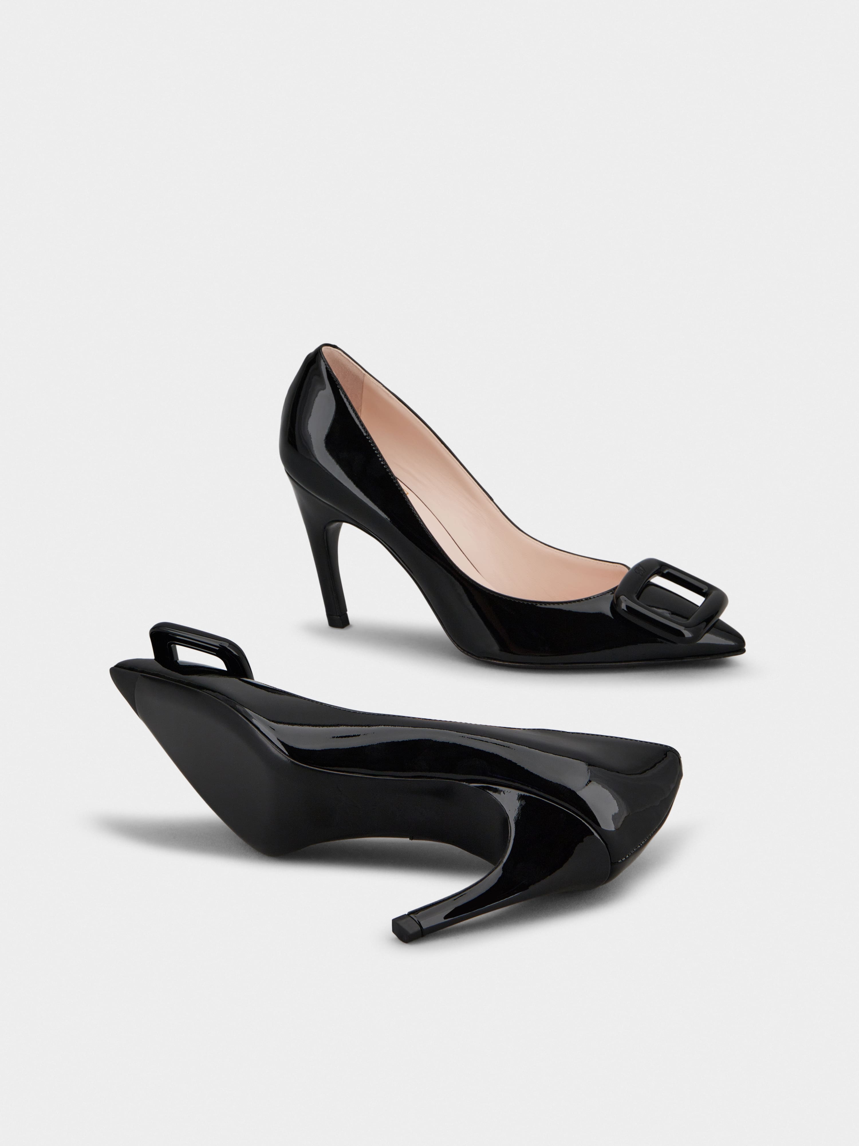 Viv' Choc Lacquered Buckle Pumps in Patent Leather - 6