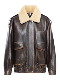 Miu Miu LEATHER JACKET WITH SHEARLING COLLAR | suitnegozi
